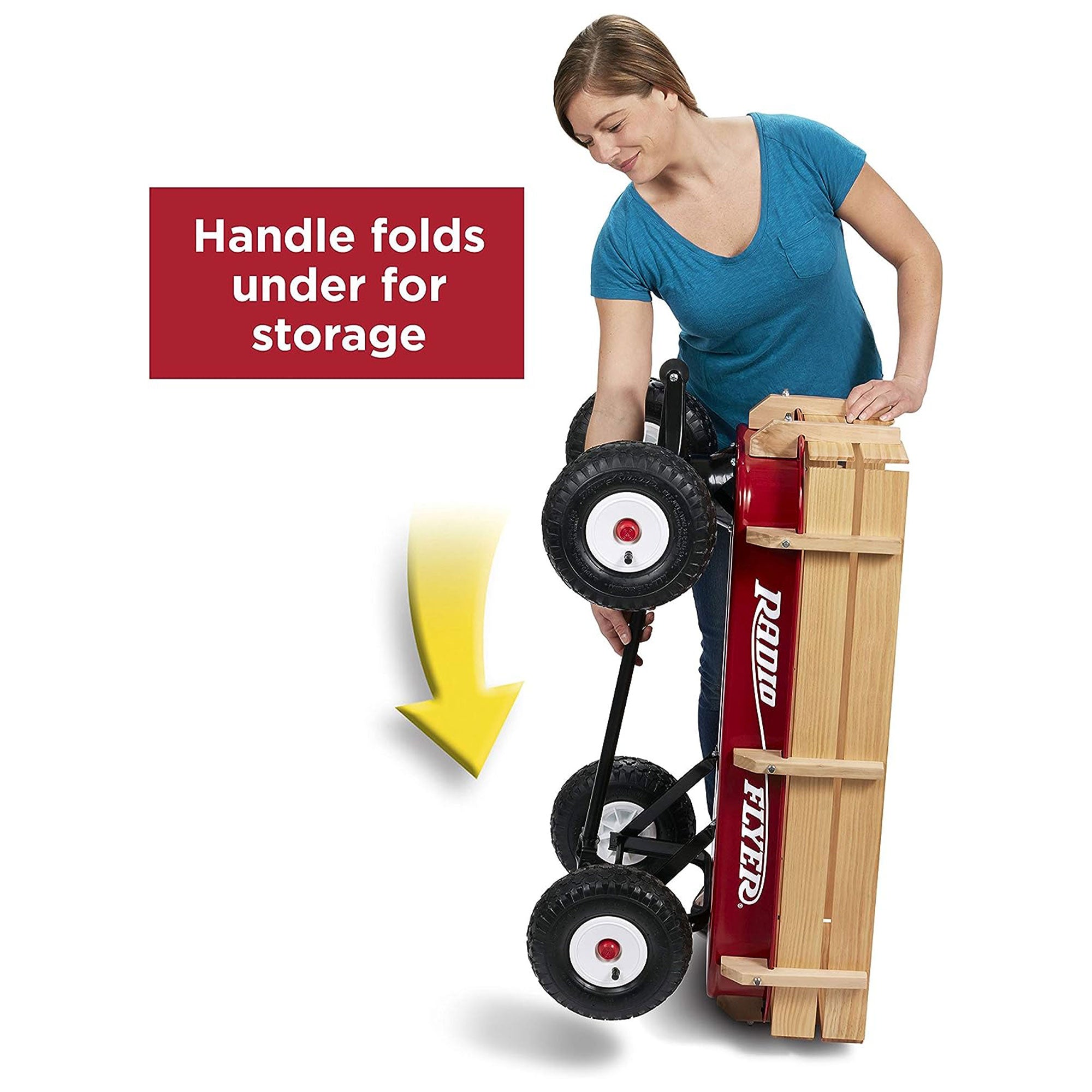 Radio Flyer Full Size All Terrain Classic Steel and Wood Pull Along Wagon, Red - Smart-nests