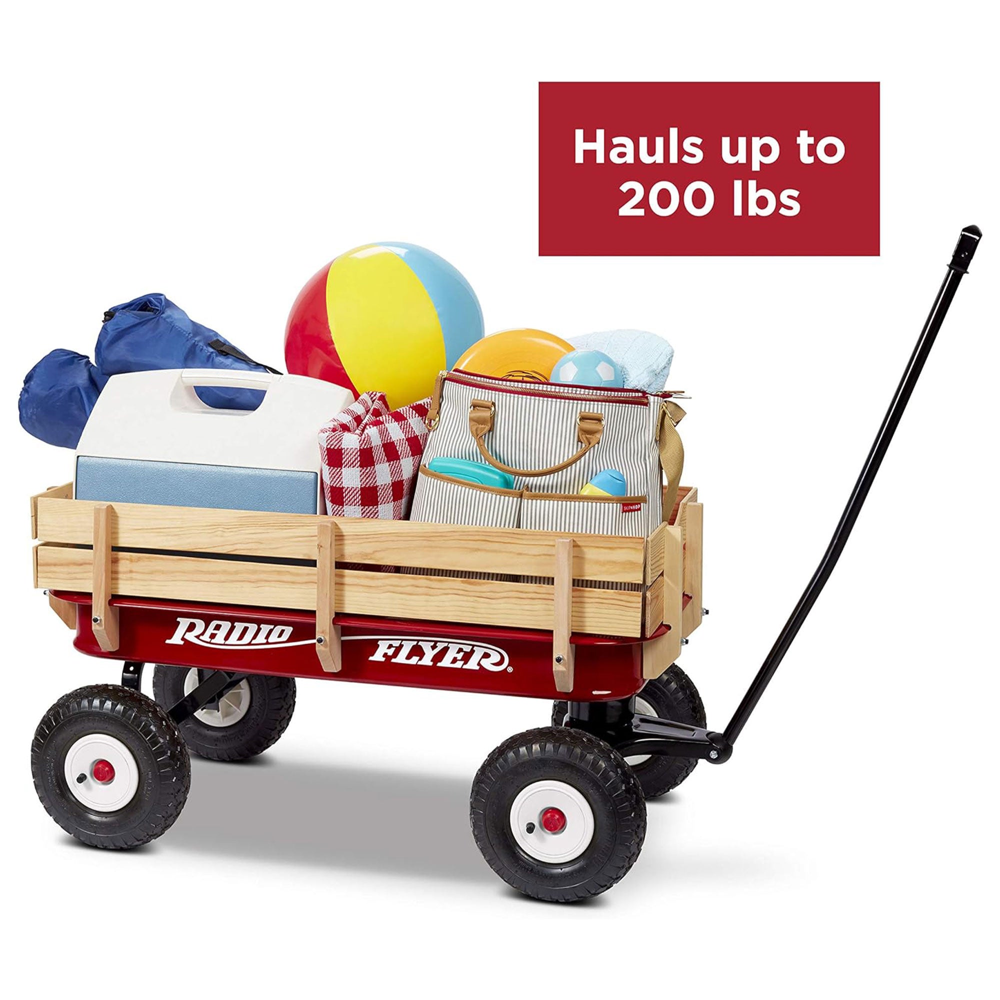 Radio Flyer Full Size All Terrain Classic Steel and Wood Pull Along Wagon, Red - Smart-nests