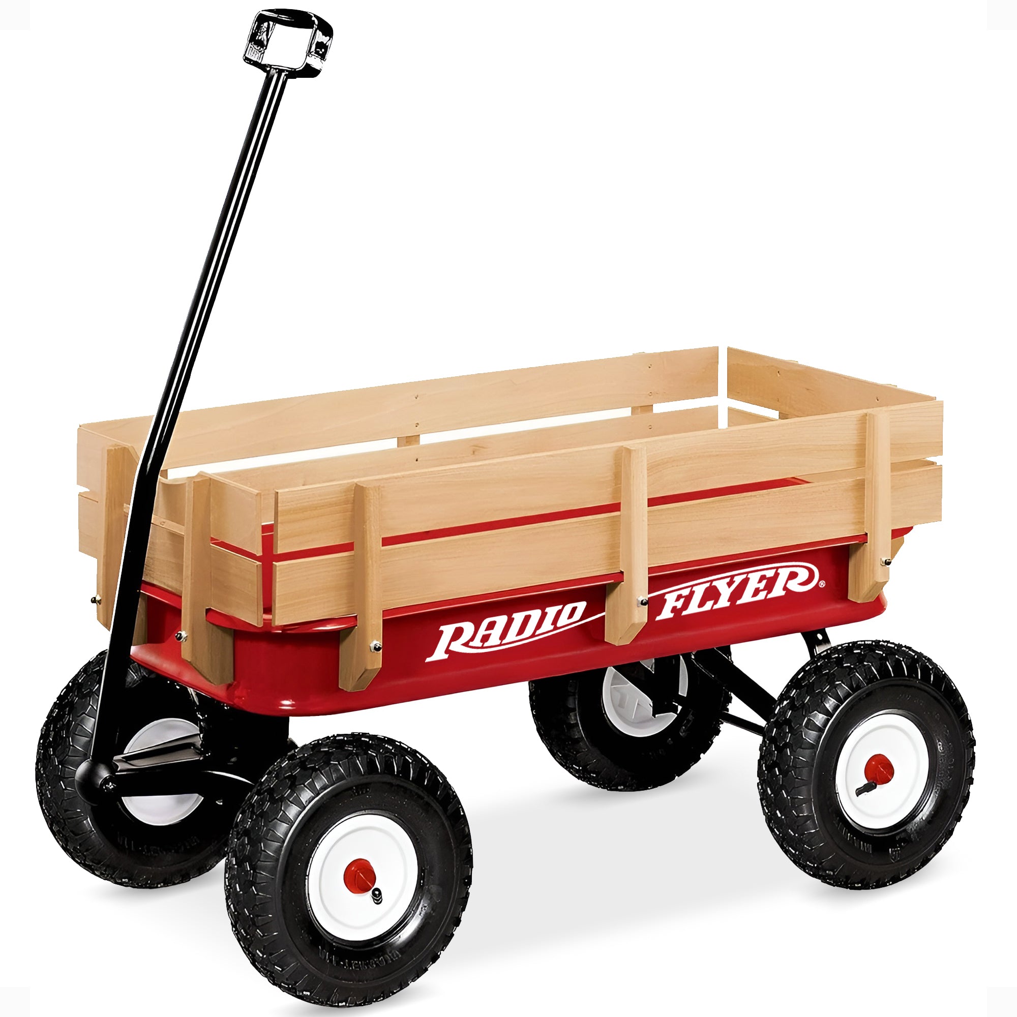 Radio Flyer Full Size All Terrain Classic Steel and Wood Pull Along Wagon, Red - Smart-nests