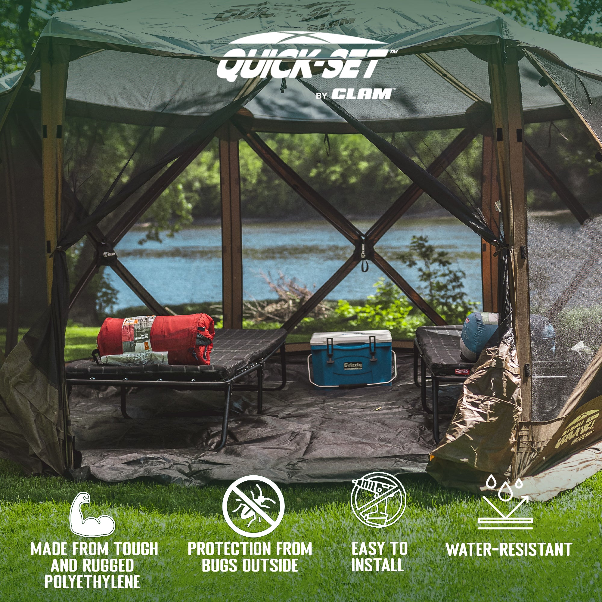 CLAM 150"x150" Quick-Set Floor Tarp Mat for Pavilion Camper Shelter, Floor Only - Smart-nests
