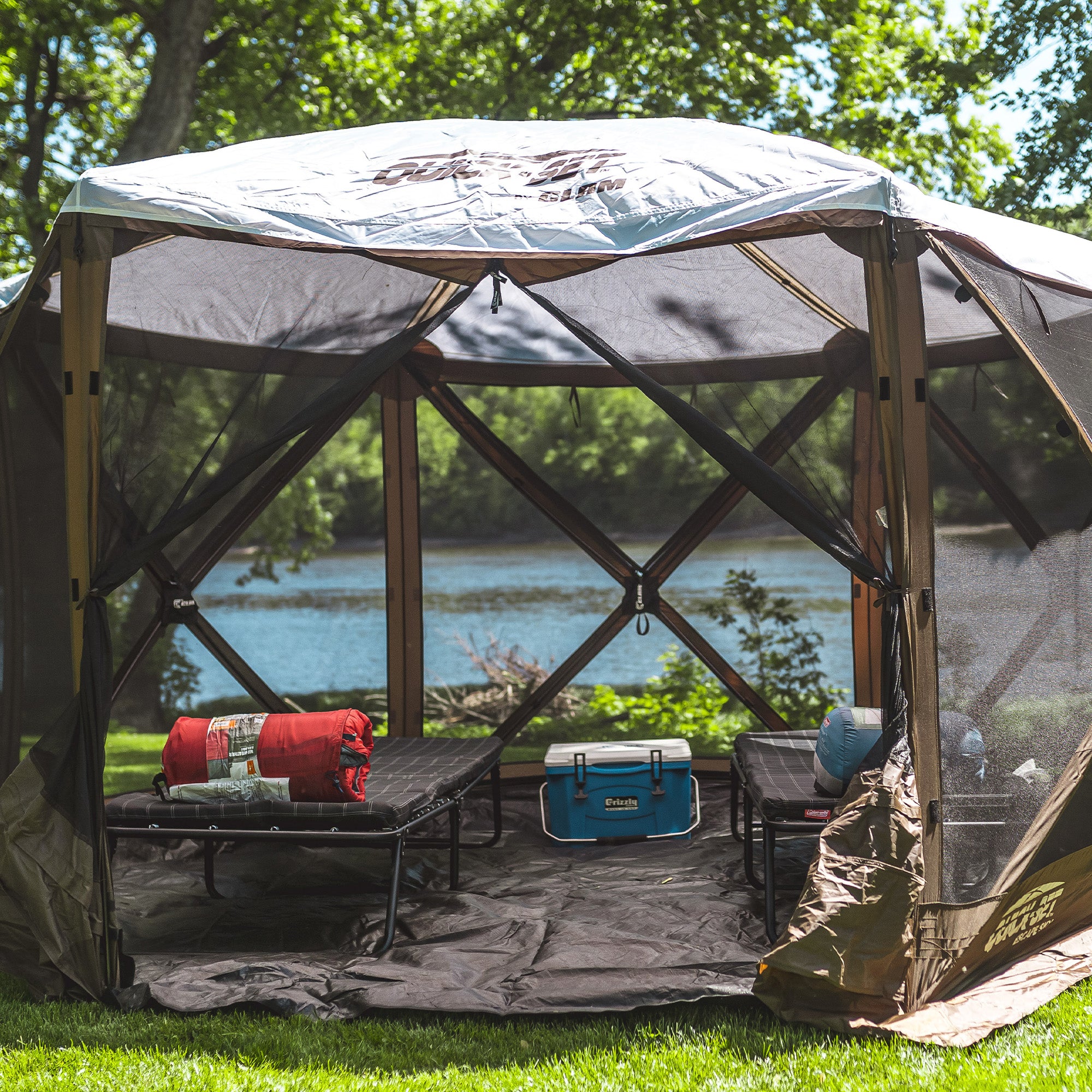 CLAM 150"x150" Quick-Set Floor Tarp Mat for Pavilion Camper Shelter, Floor Only - Smart-nests