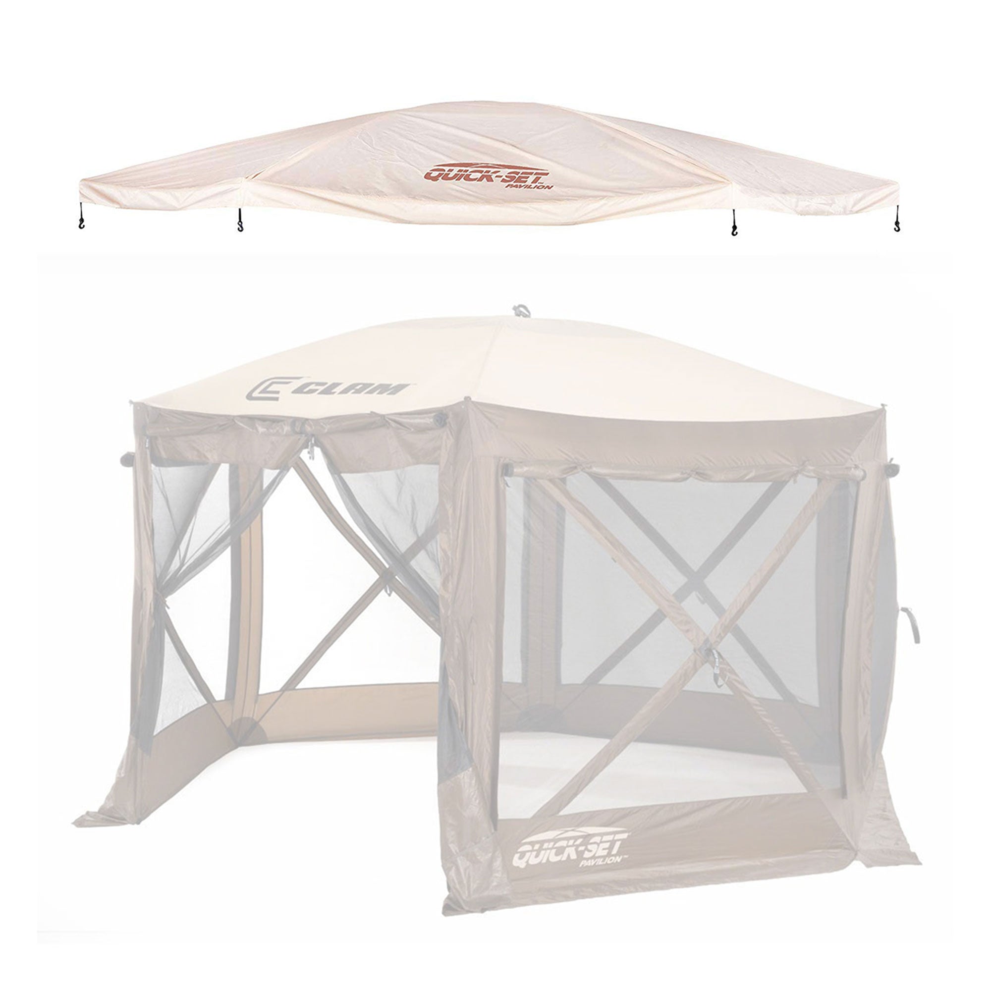 CLAM Quick-Set Pavilion Screened Canopy Tent Rain Fly Tarp, Cover Only, Tan - Smart-nests