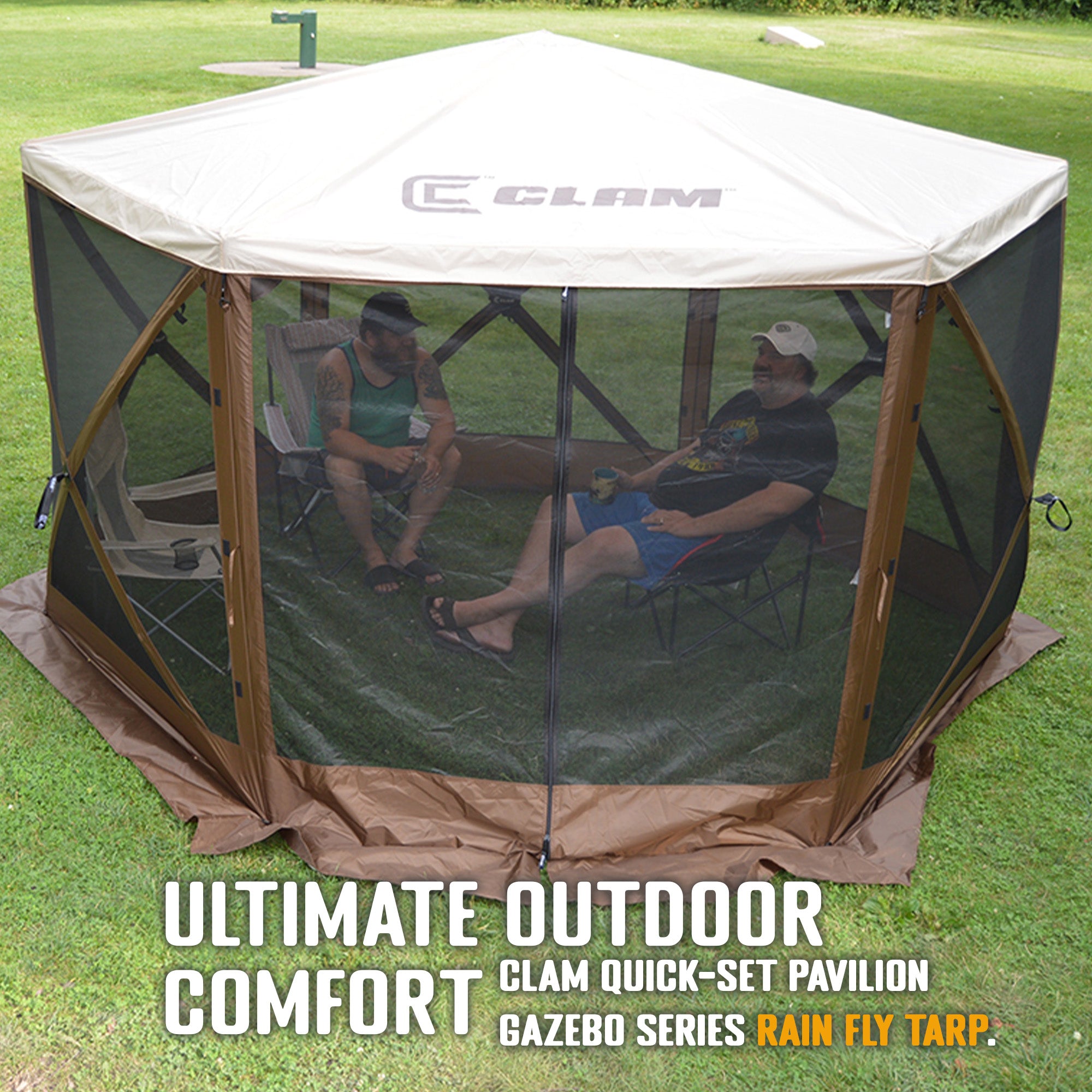 CLAM Quick-Set Pavilion Screened Canopy Tent Rain Fly Tarp, Cover Only, Tan - Smart-nests