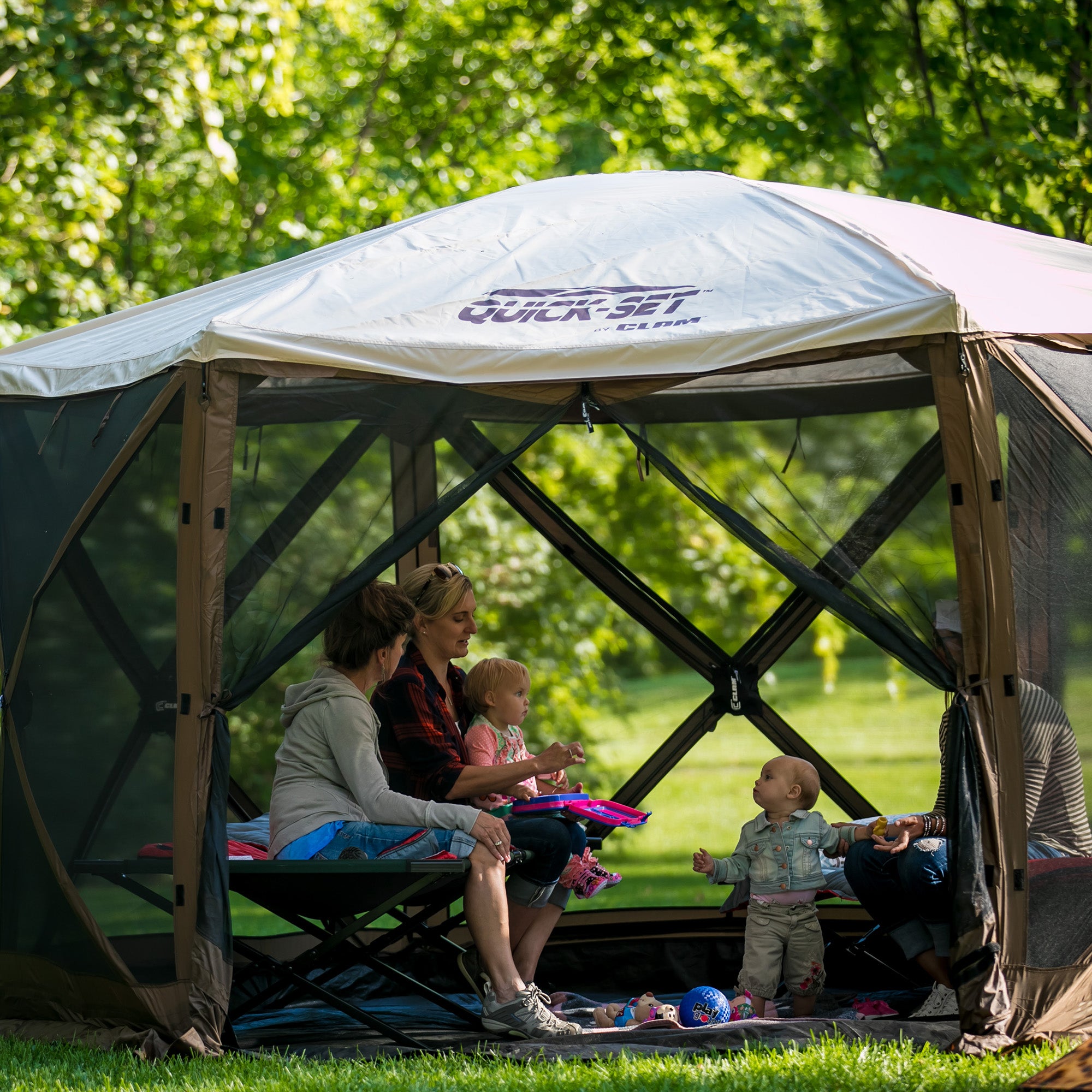 CLAM Quick-Set Pavilion Screened Canopy Tent Rain Fly Tarp, Cover Only, Tan - Smart-nests