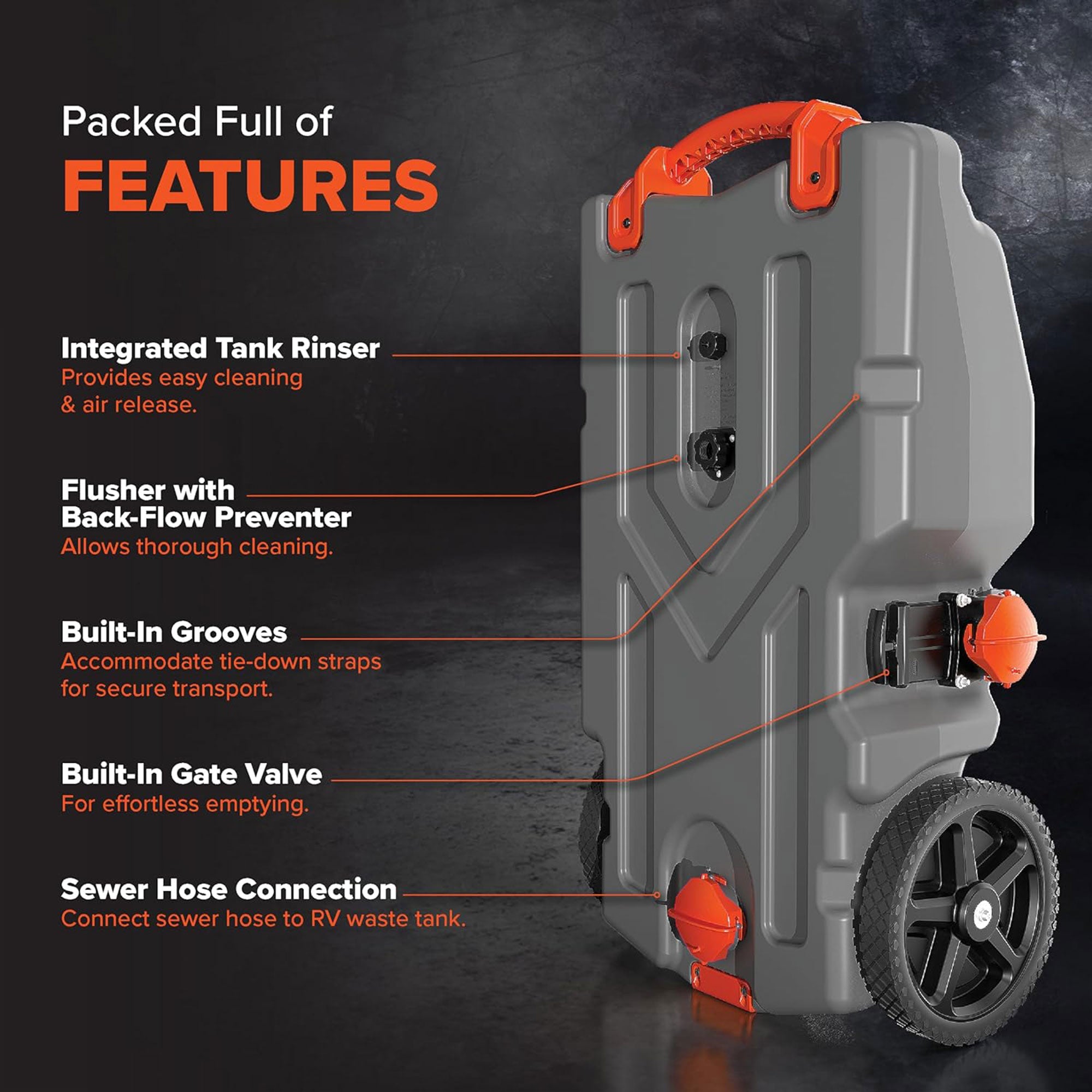 Camco 39004 Rhino Portable 28 Gallon RV Waste Tank Holding Hose and Accessories - Smart-nests