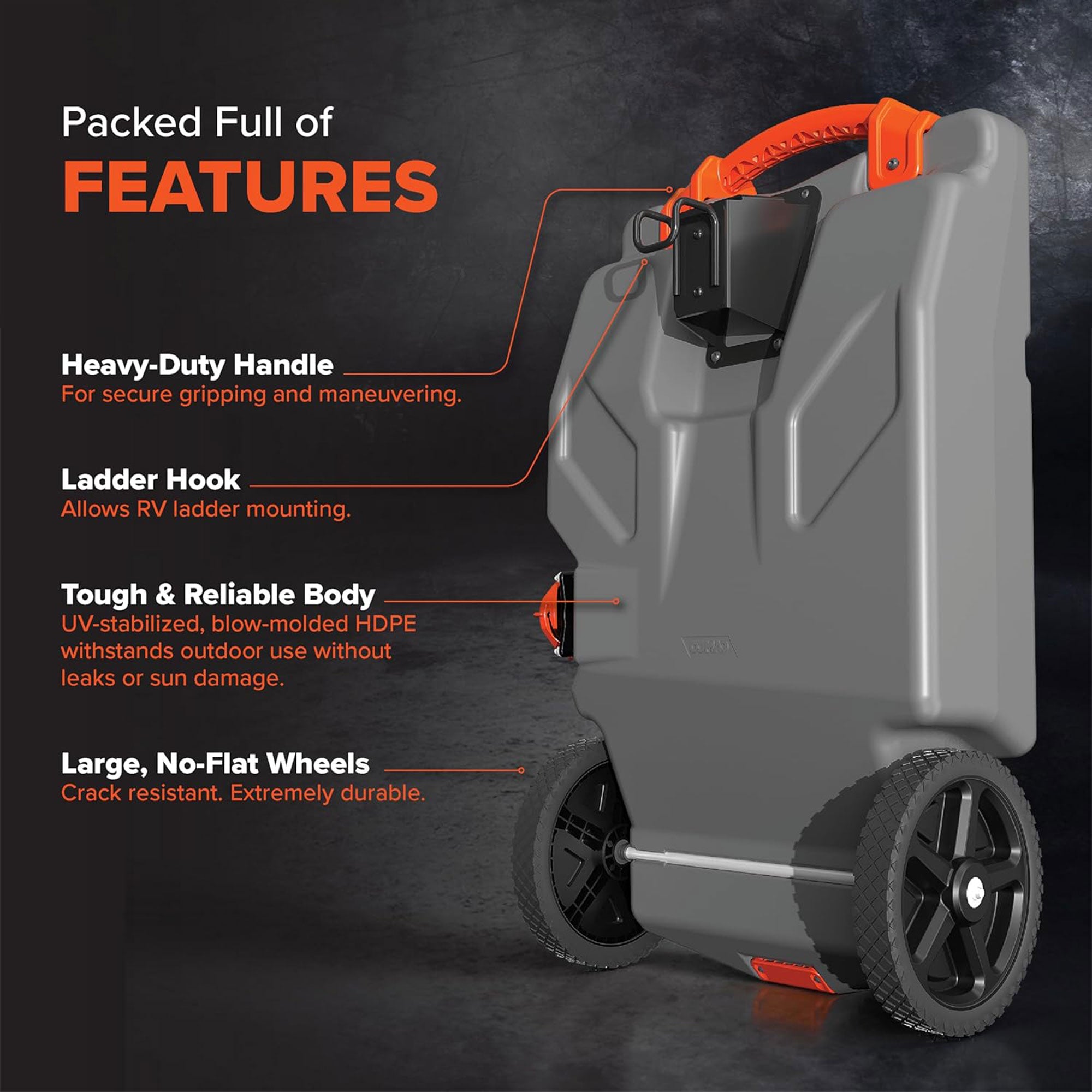 Camco 39004 Rhino Portable 28 Gallon RV Waste Tank Holding Hose and Accessories - Smart-nests