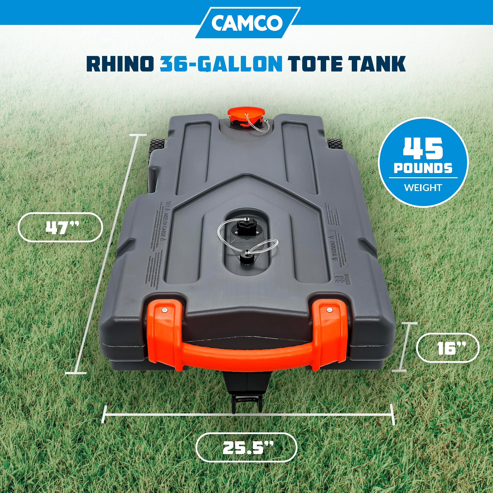 Camco 39006 Rhino Portable 36 Gallon RV Waste Tank Holding Hose and Accessories - Smart-nests