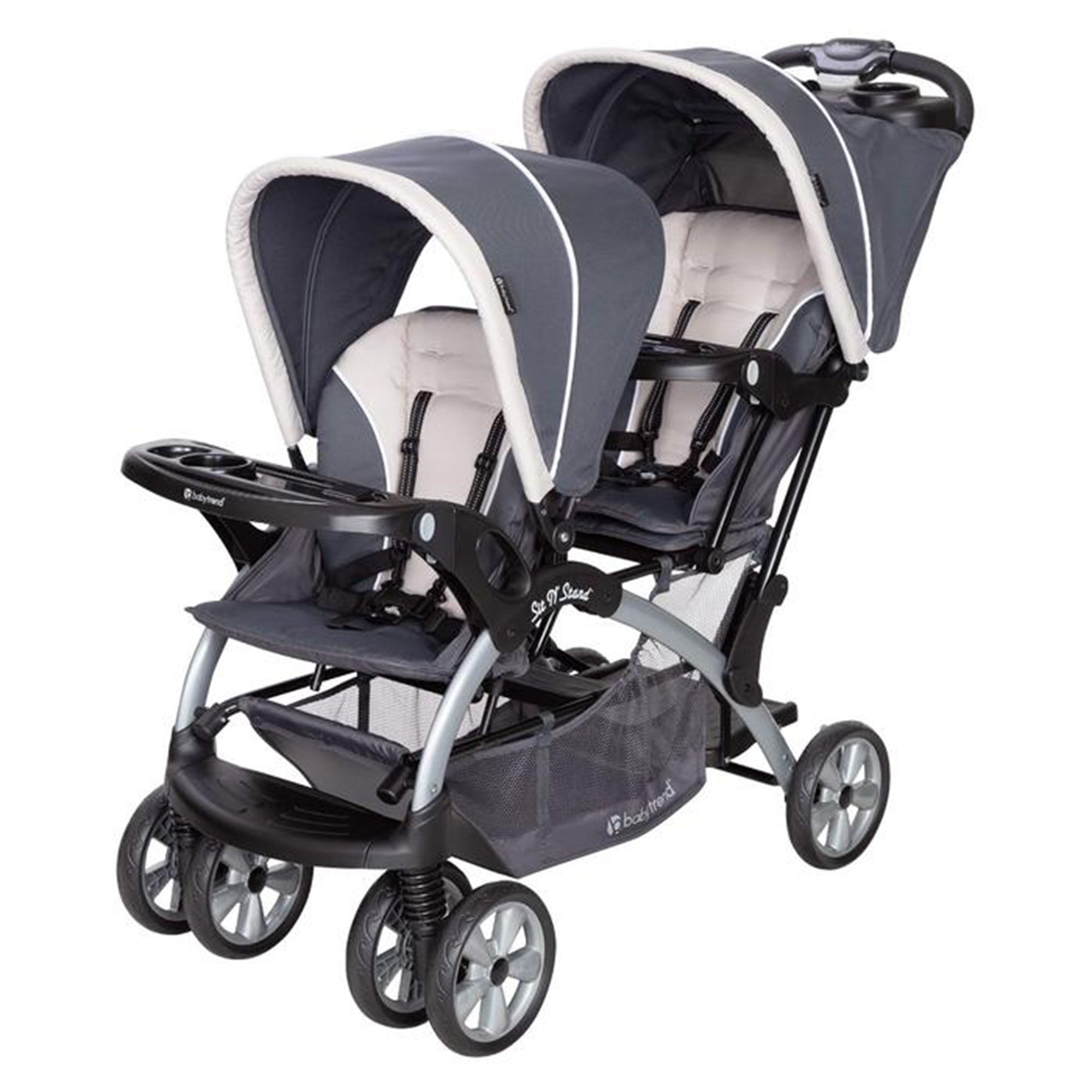Baby Trend Sit N' Stand Travel Double Baby Stroller w/ Single Car Seat, Magnolia - Smart-nests