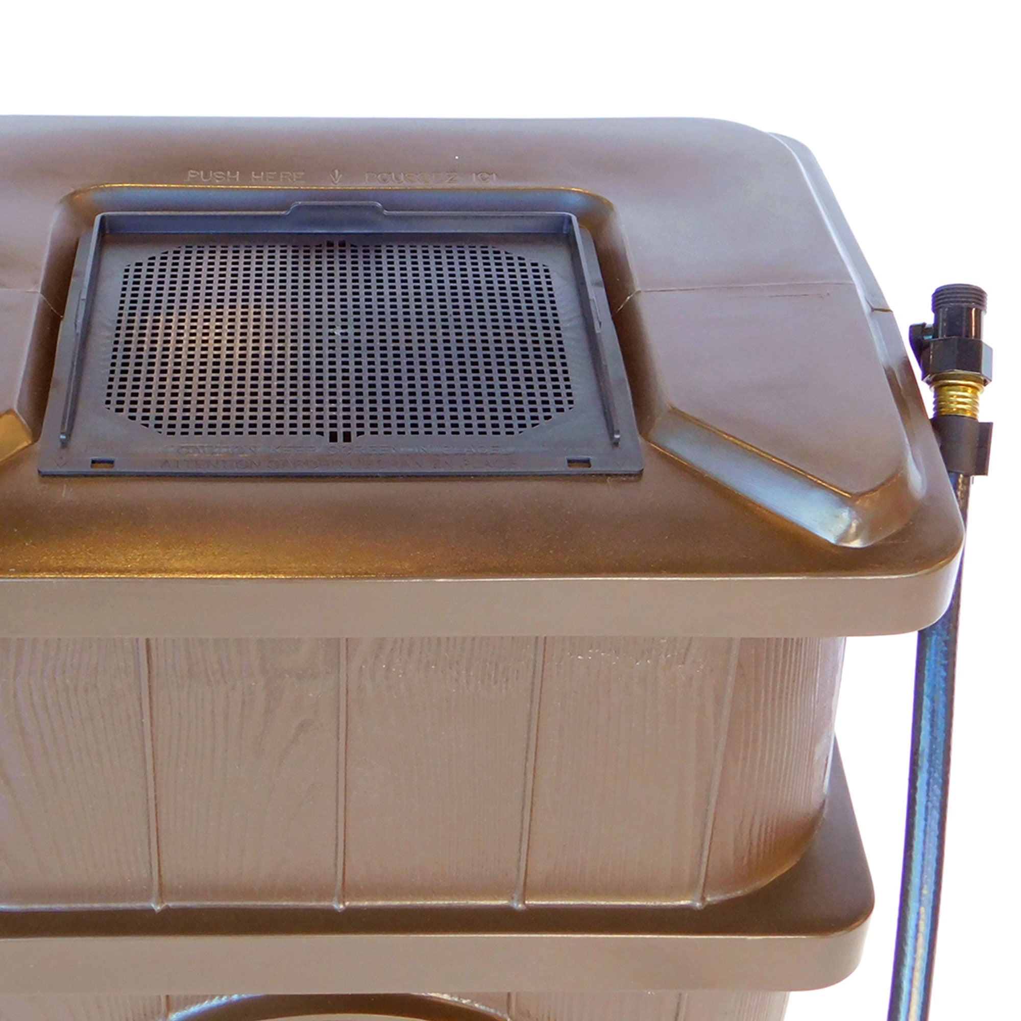 FCMP Outdoor WG4000 45 Gal Wood Grain Rain Water Catcher Barrel Container, Brown - Smart-nests