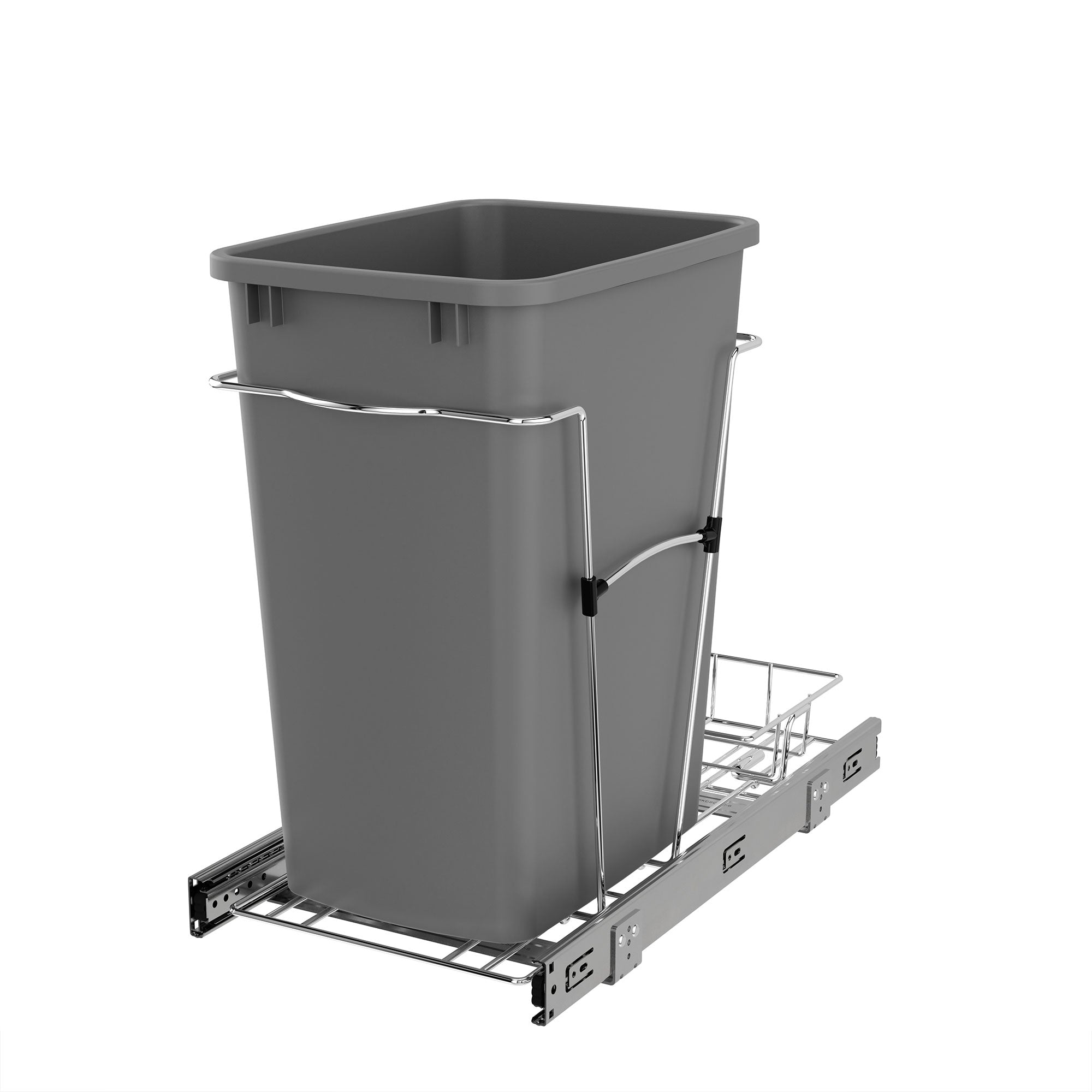 Rev-A-Shelf Pullout Trash Can 35 qt. for Kitchen Cabinets, Silver, RV-12KD-17C S - Smart-nests