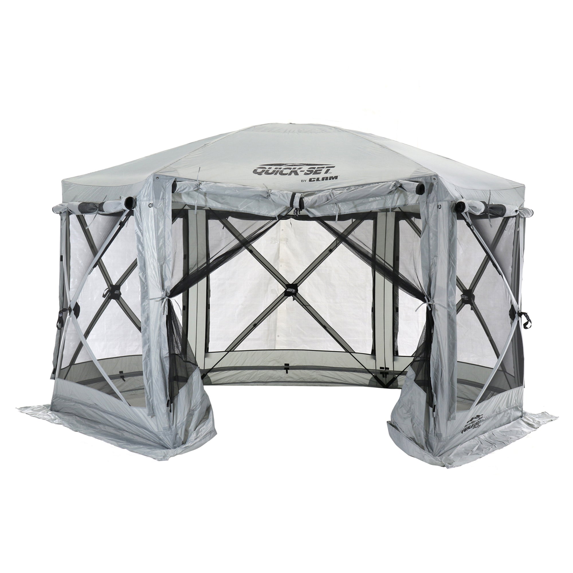 CLAM Quick-Set Pavilion 12.5 x 12.5 Foot Portable Outdoor Canopy Shelter, Gray - Smart-nests