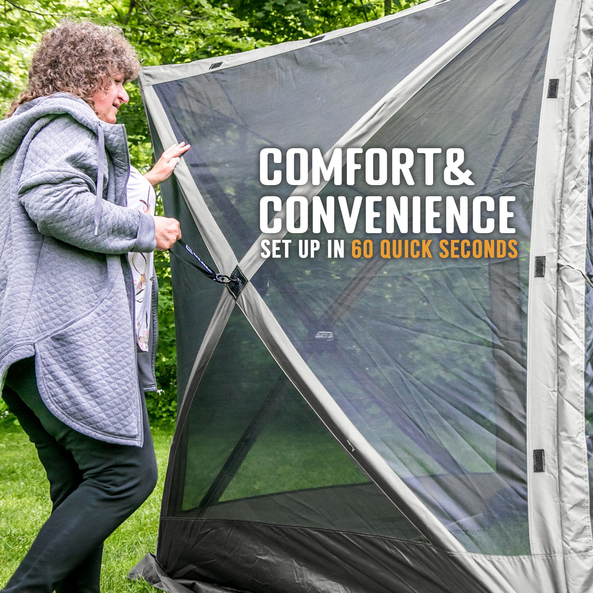 CLAM Quick-Set Pavilion 12.5 x 12.5 Foot Portable Outdoor Canopy Shelter, Gray - Smart-nests