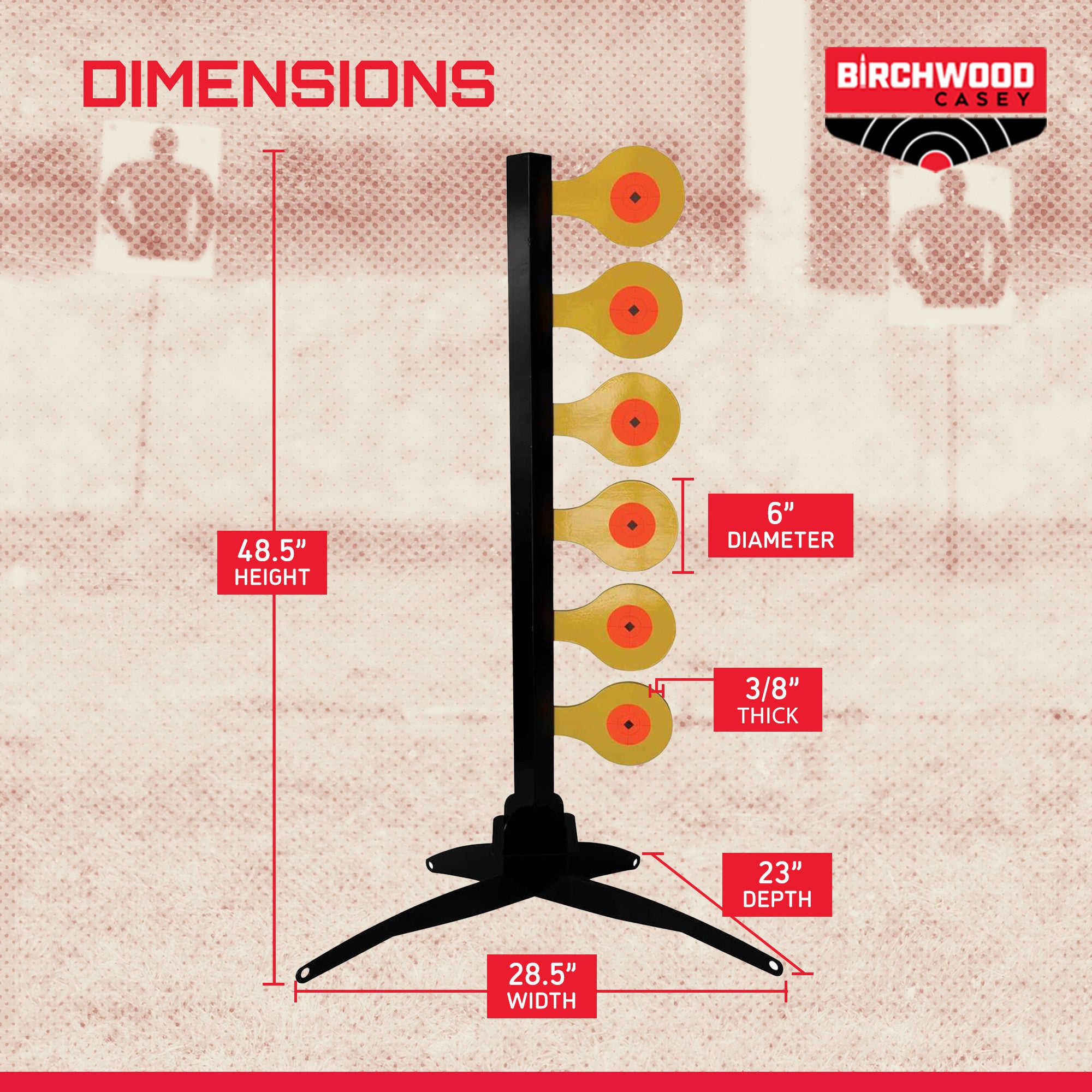 Birchwood Casey World of Targets 49in Handgun Dueling Tree Steel Shooting Target - Smart-nests