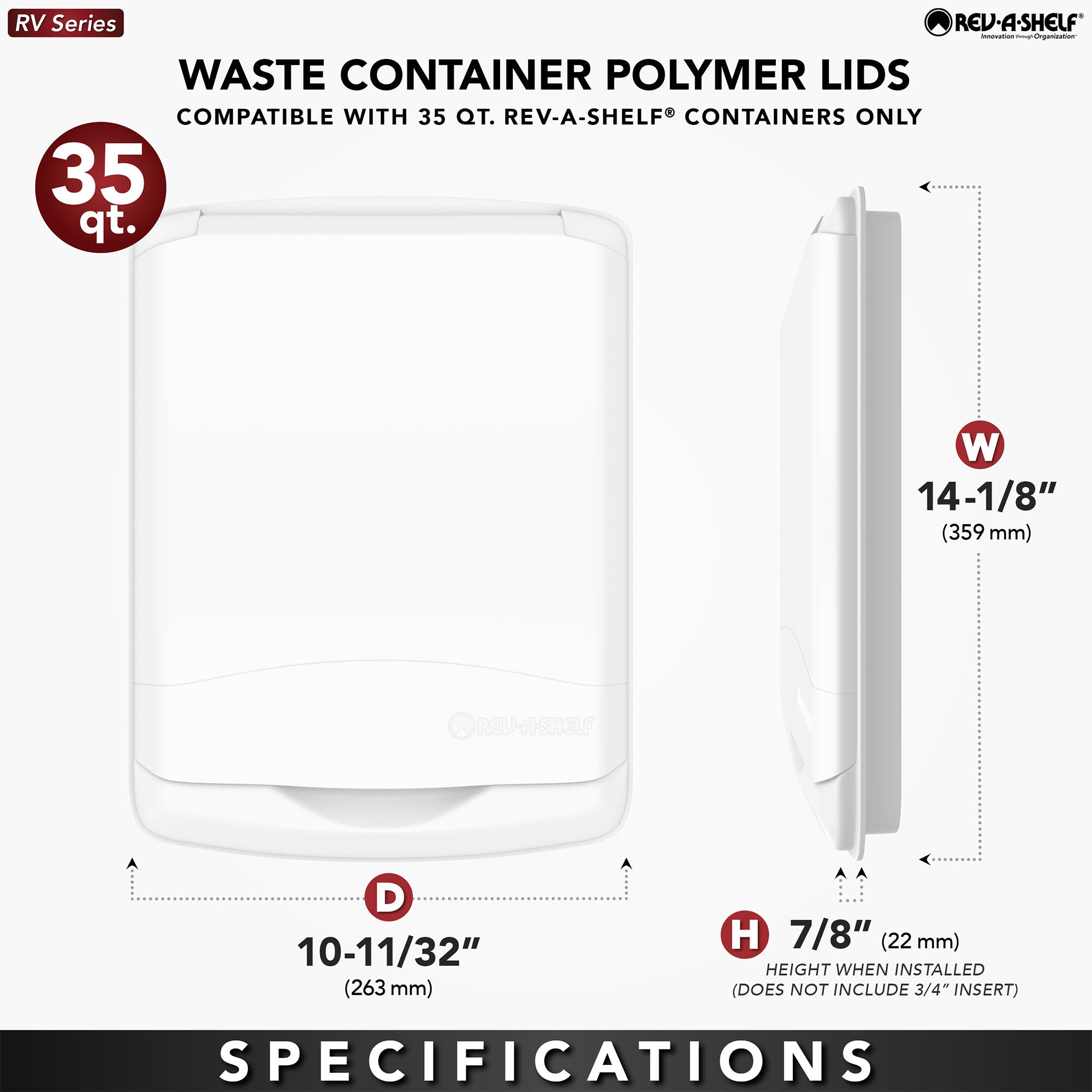 Rev-A-Shelf 35 qt. Trash Can Replacement Lid, Silver (Lid Only), RV-35-LID-17-1 - Smart-nests