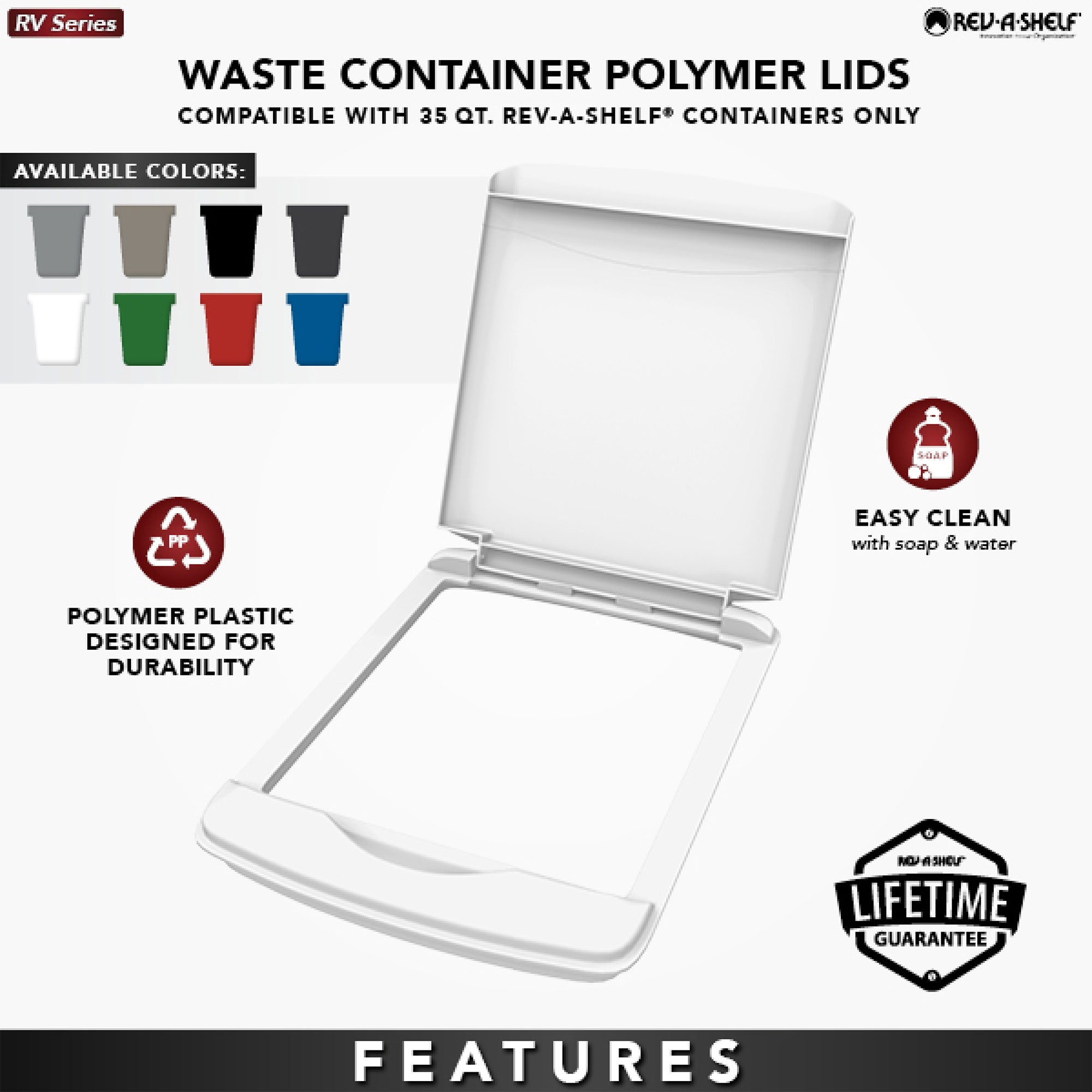Rev-A-Shelf 35 qt. Trash Can Replacement Lid, Silver (Lid Only), RV-35-LID-17-1 - Smart-nests