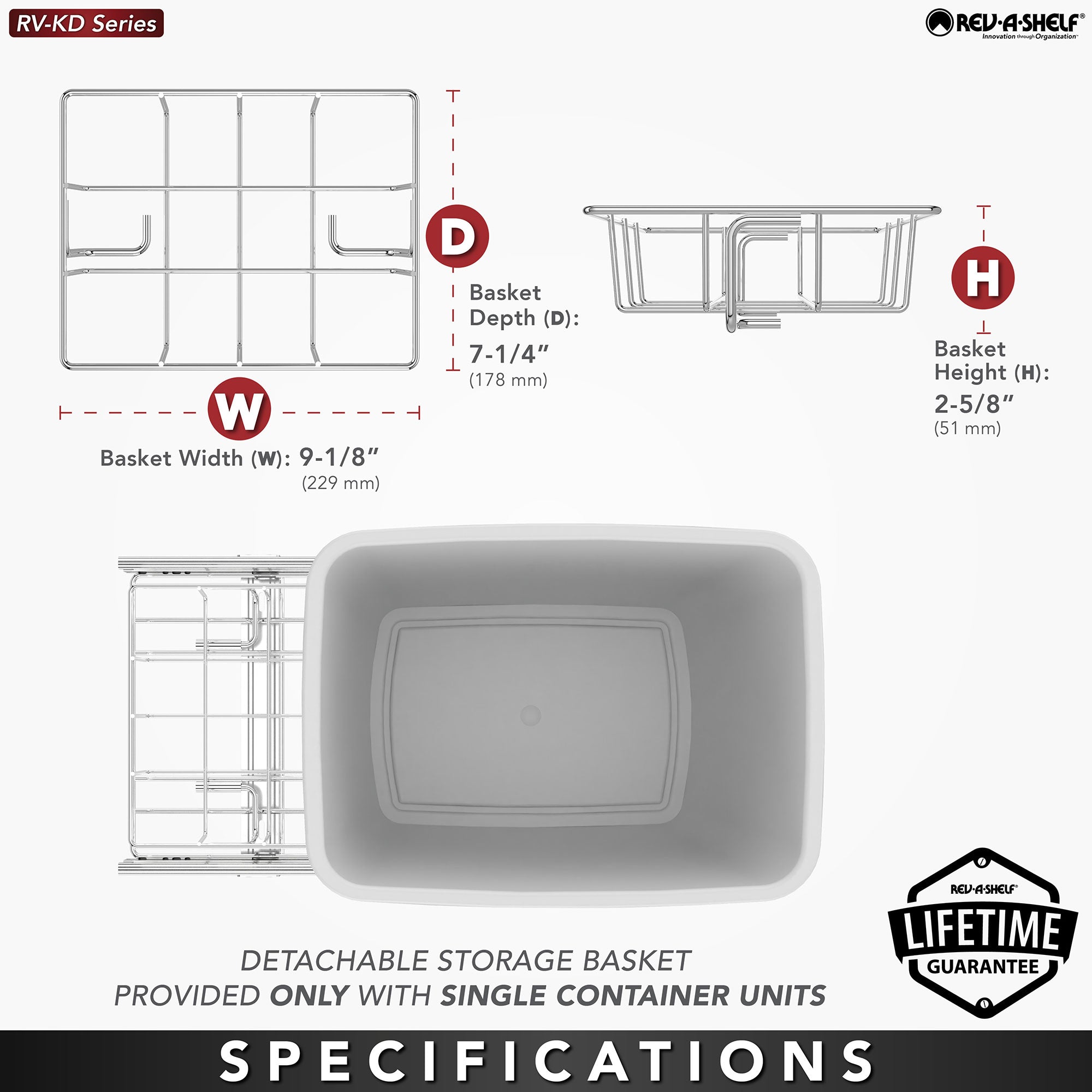 Rev-A-Shelf Pullout Trash Can 35 qt. for Kitchen Cabinets, Black, RV-12KD-18C S - Smart-nests