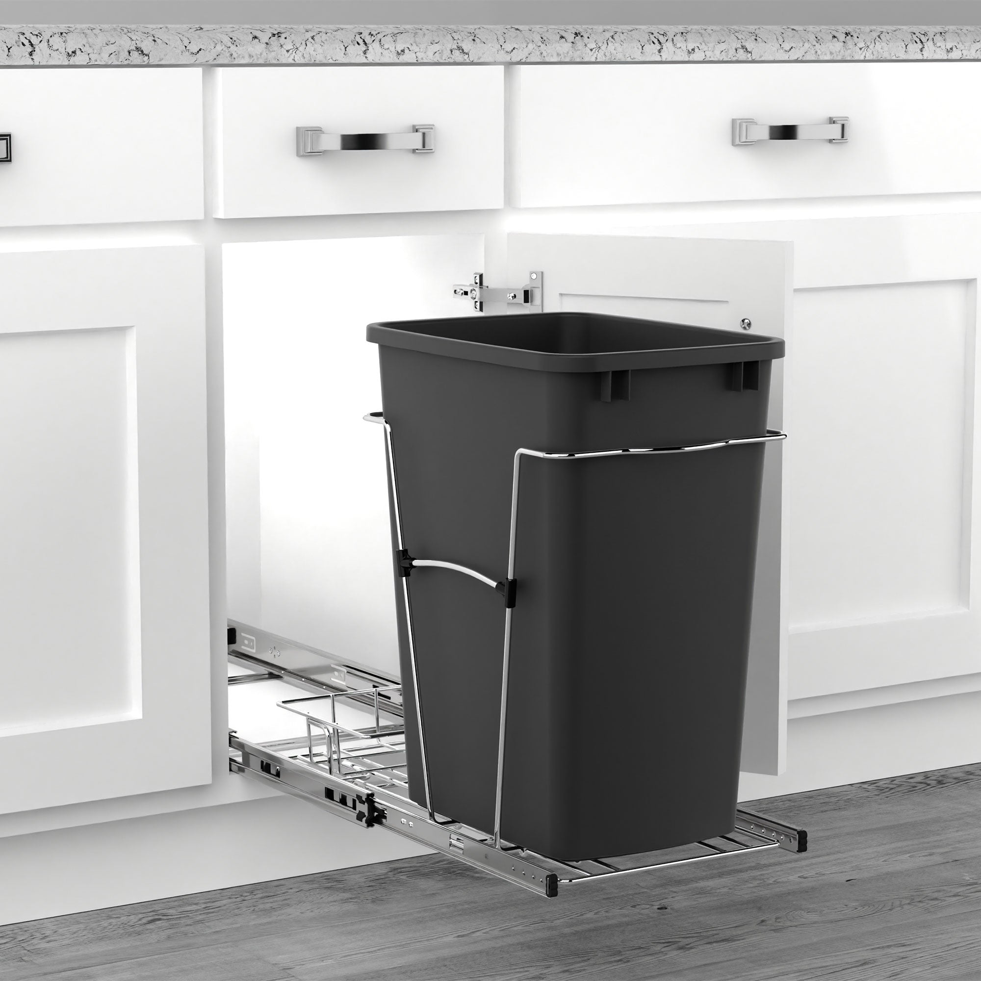 Rev-A-Shelf Pullout Trash Can 35 qt. for Kitchen Cabinets, Black, RV-12KD-18C S - Smart-nests
