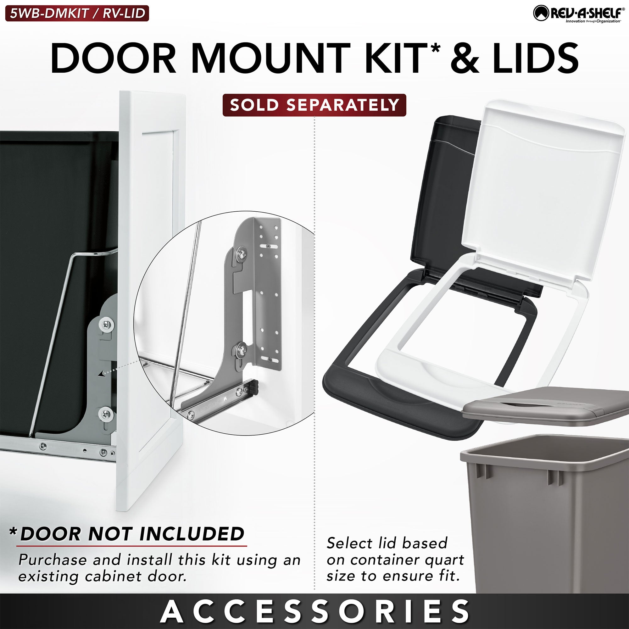 Rev-A-Shelf Double Pullout Trash Cans 27 qt. for Kitchen, Silver, RV-15KD-17C S