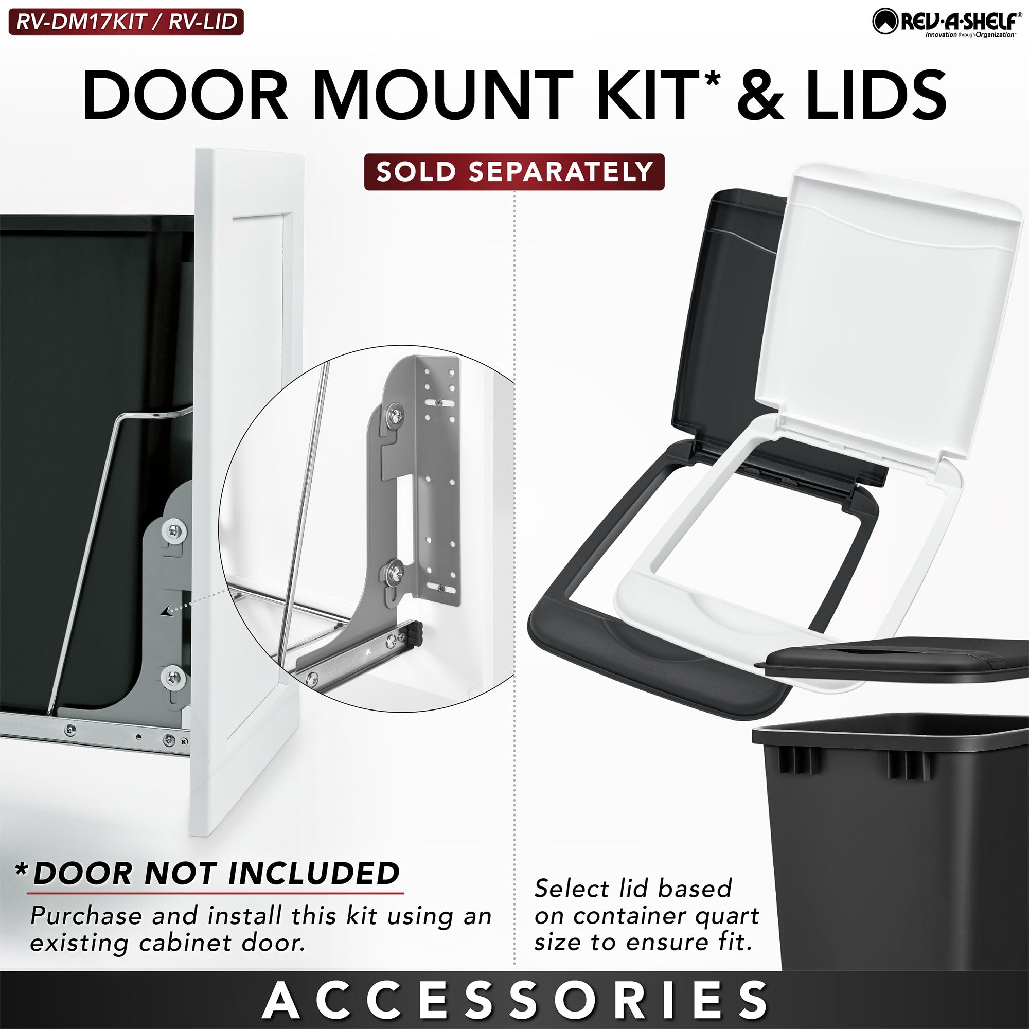 Rev-A-Shelf Single Pullout 35 qt. Sliding Trash Can for Kitchen Cabinet, RV-12PB - Smart-nests