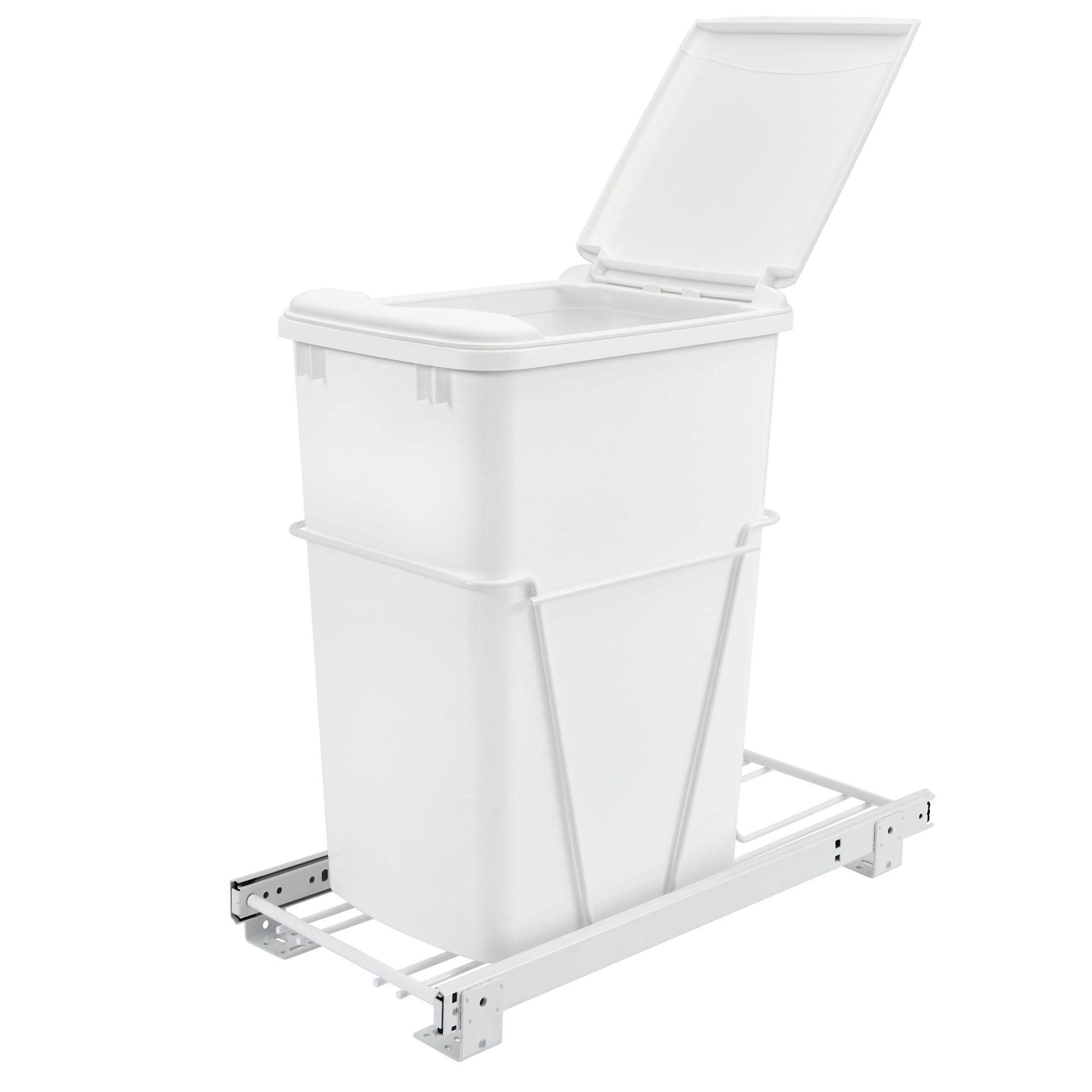 Rev-A-Shelf Single Pullout 35 qt. Sliding Trash Can for Kitchen Cabinet, RV-12PB - Smart-nests