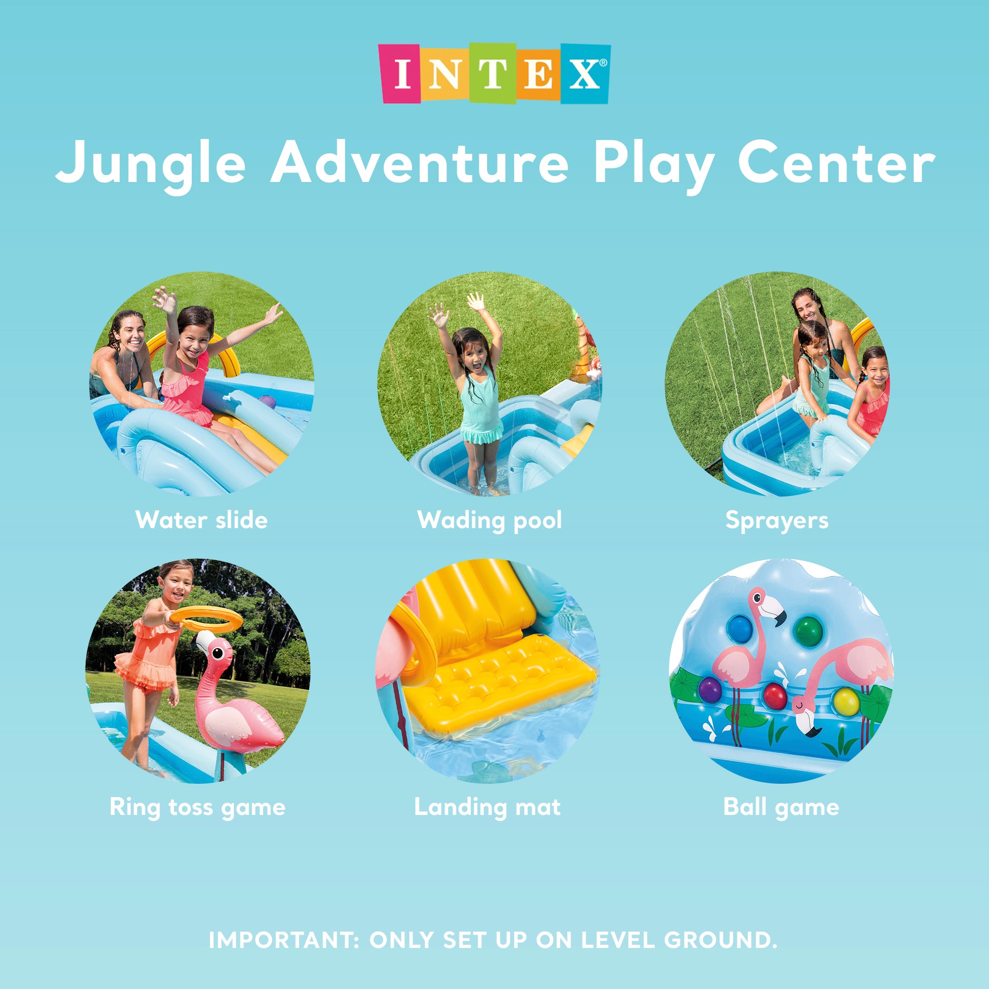Intex 96" x 78" x 28" Inflatable Jungle Adventure Play Center Spray Kiddie Pool - Smart-nests
