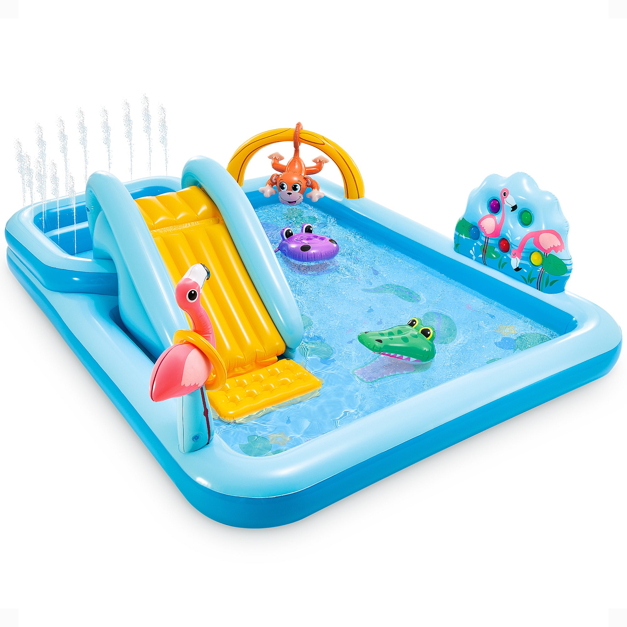 Intex 96" x 78" x 28" Inflatable Jungle Adventure Play Center Spray Kiddie Pool - Smart-nests