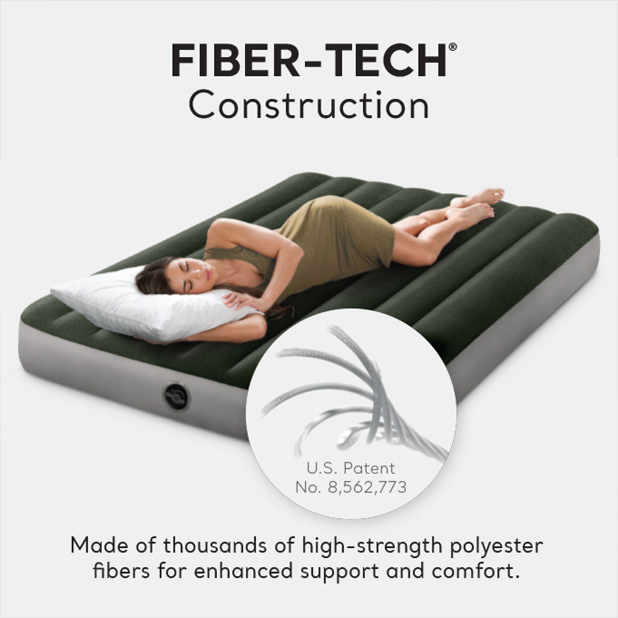 Intex Dura-Beam Standard Series Downy Airbed with Built-In Foot Pump, Full Size - Smart-nests
