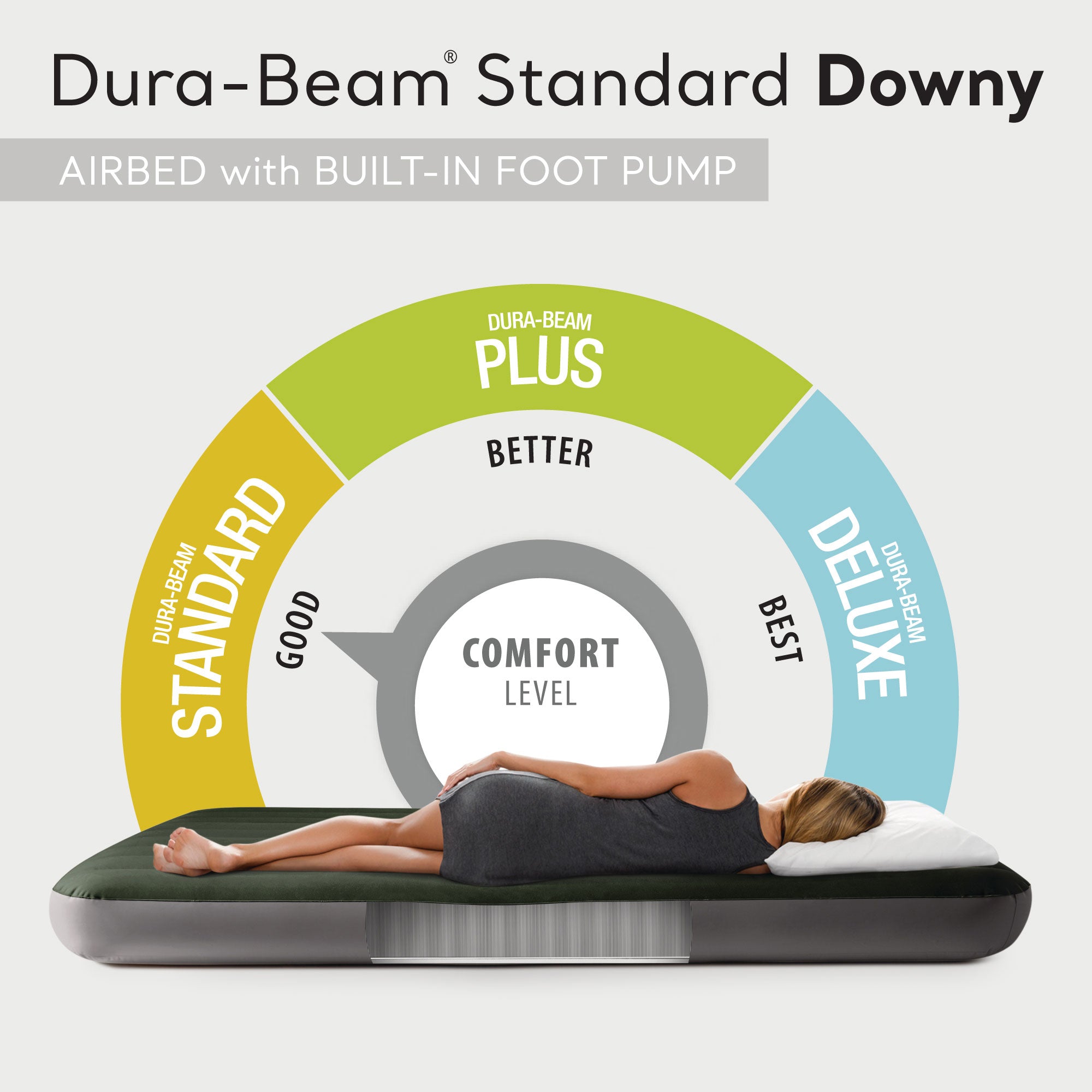 Intex 64763E Standard Dura Beam Downy Air Mattress Bed w/ Built In Pump, Queen - Smart-nests
