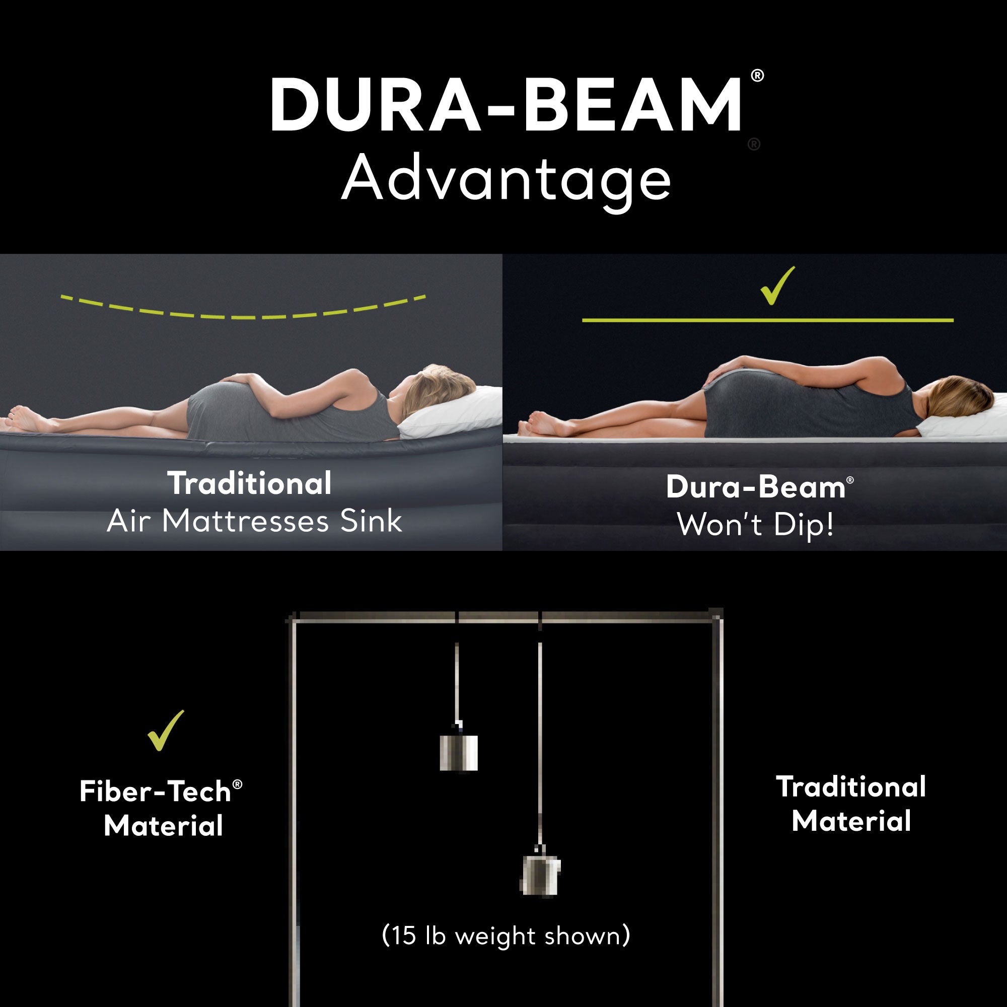 Intex 64763E Standard Dura Beam Downy Air Mattress Bed w/ Built In Pump, Queen - Smart-nests
