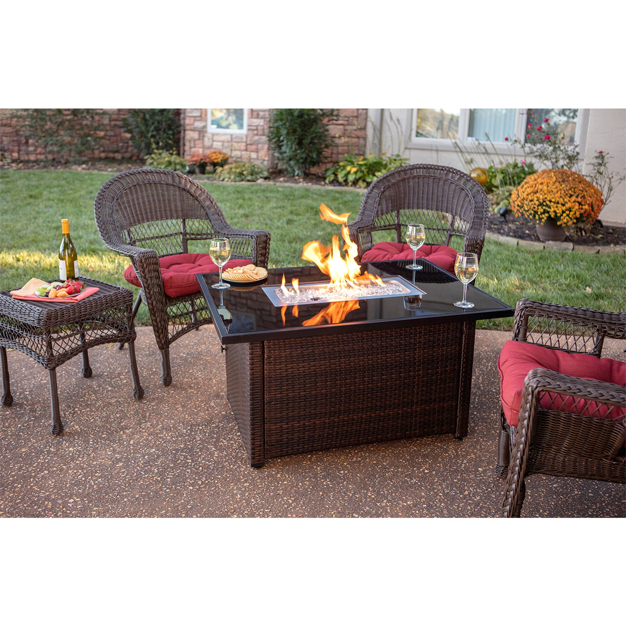 Endless Summer 40,000 BTU Rectangular LP Gas Outdoor Fire Pit Table, Brown/Black - Smart-nests