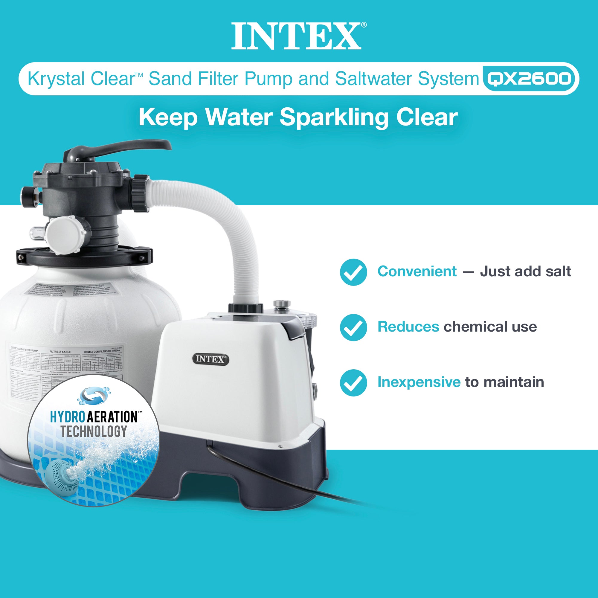 Intex 2,150 GPH Krystal Clear Saltwater System & Sand Filter Pump (Used)