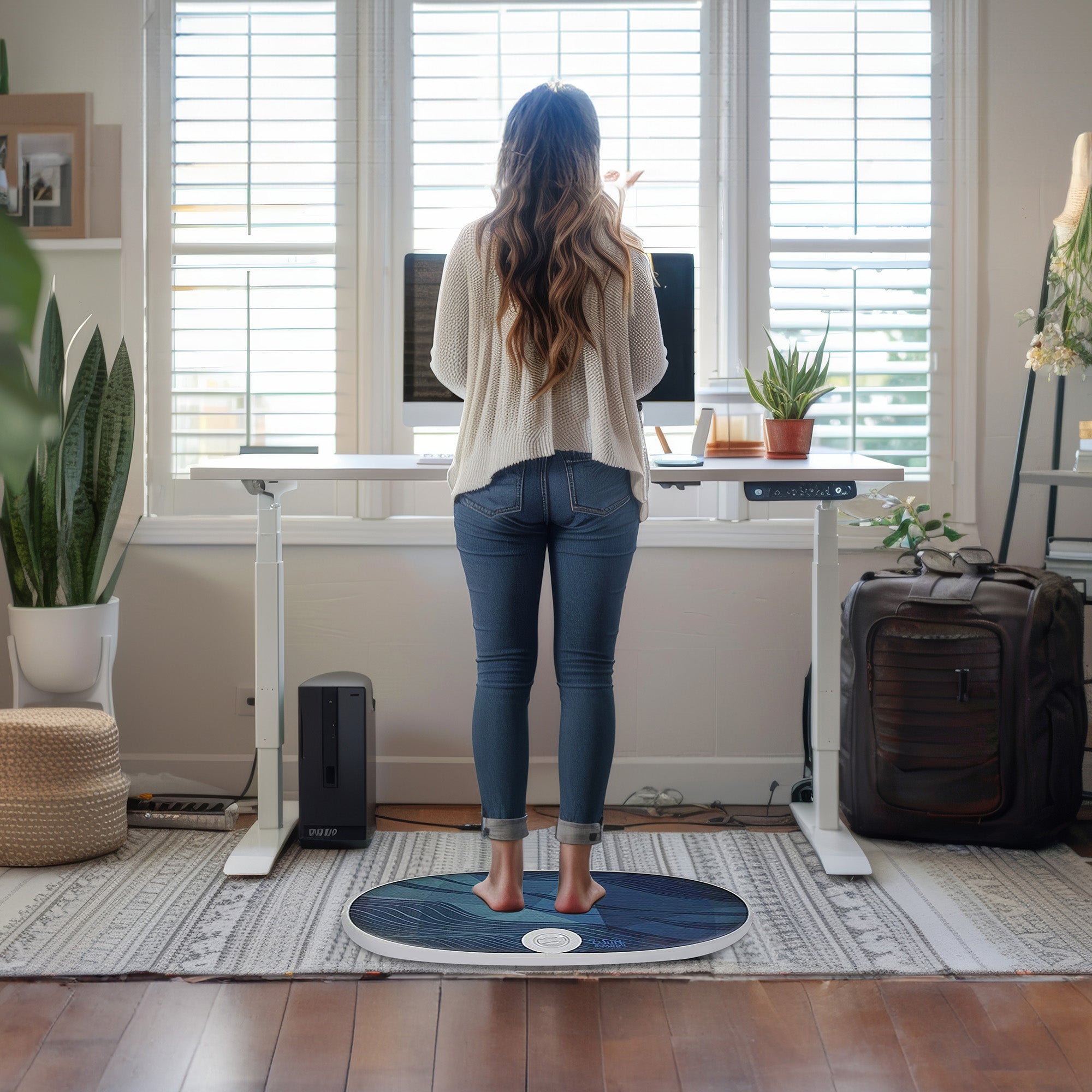 JumpSport Wurf Board Office Standing Desk Anti-Fatigue Mat, Maui Ocean Blue - Smart-nests