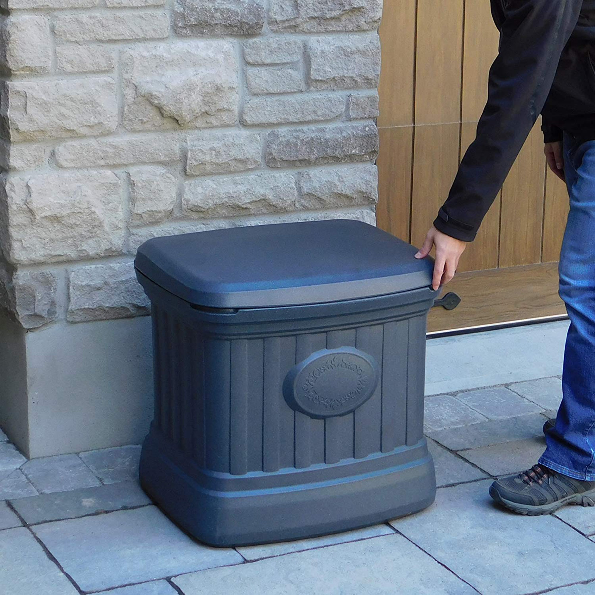 FCMP Outdoor SB120-GRY-S 26 Gallon Outdoor Utility Storage Bin Container, Gray - Smart-nests