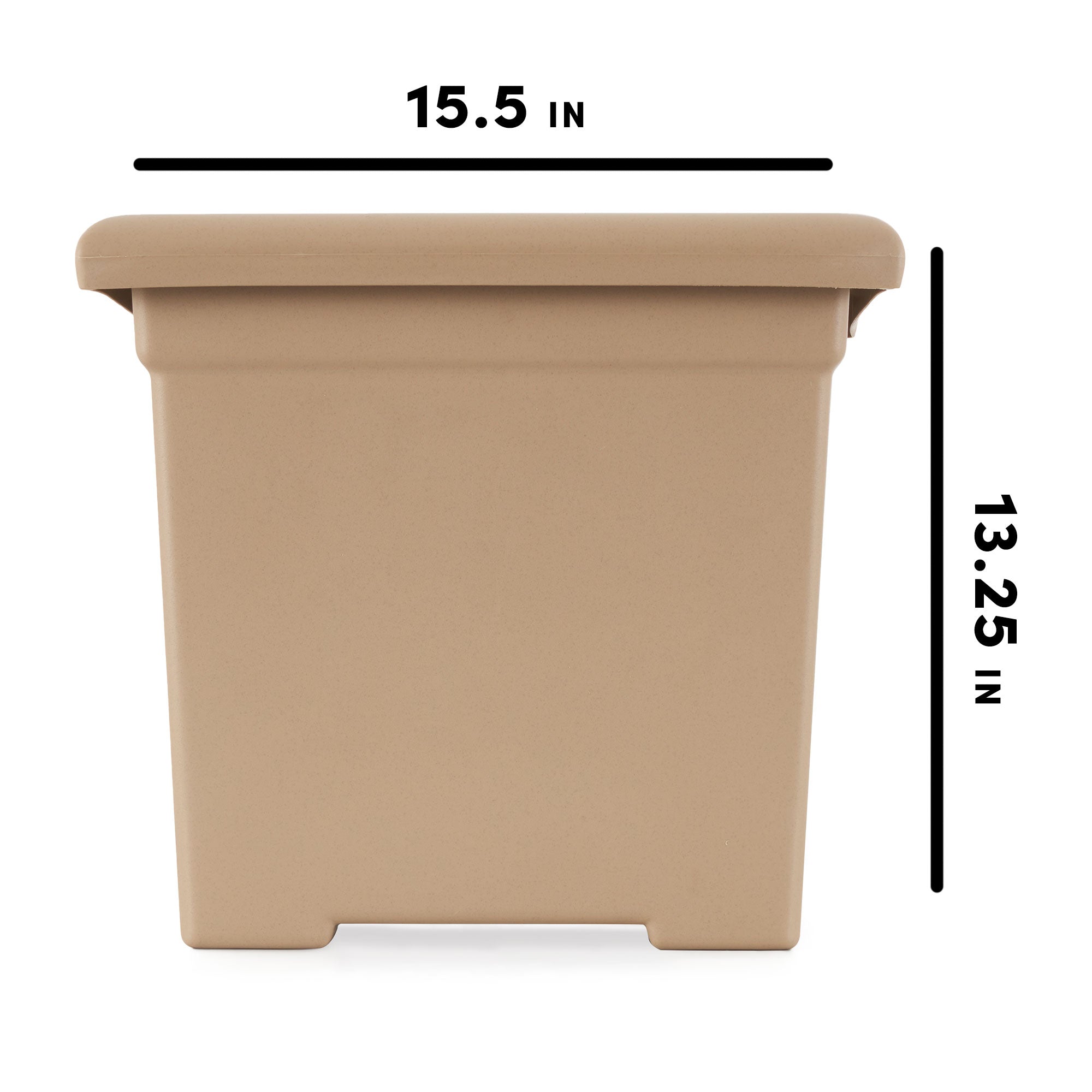 HC Companies 13.25" D x 15.5" W Outdoor Square Accent Planter, Sandstone Tan - Smart-nests