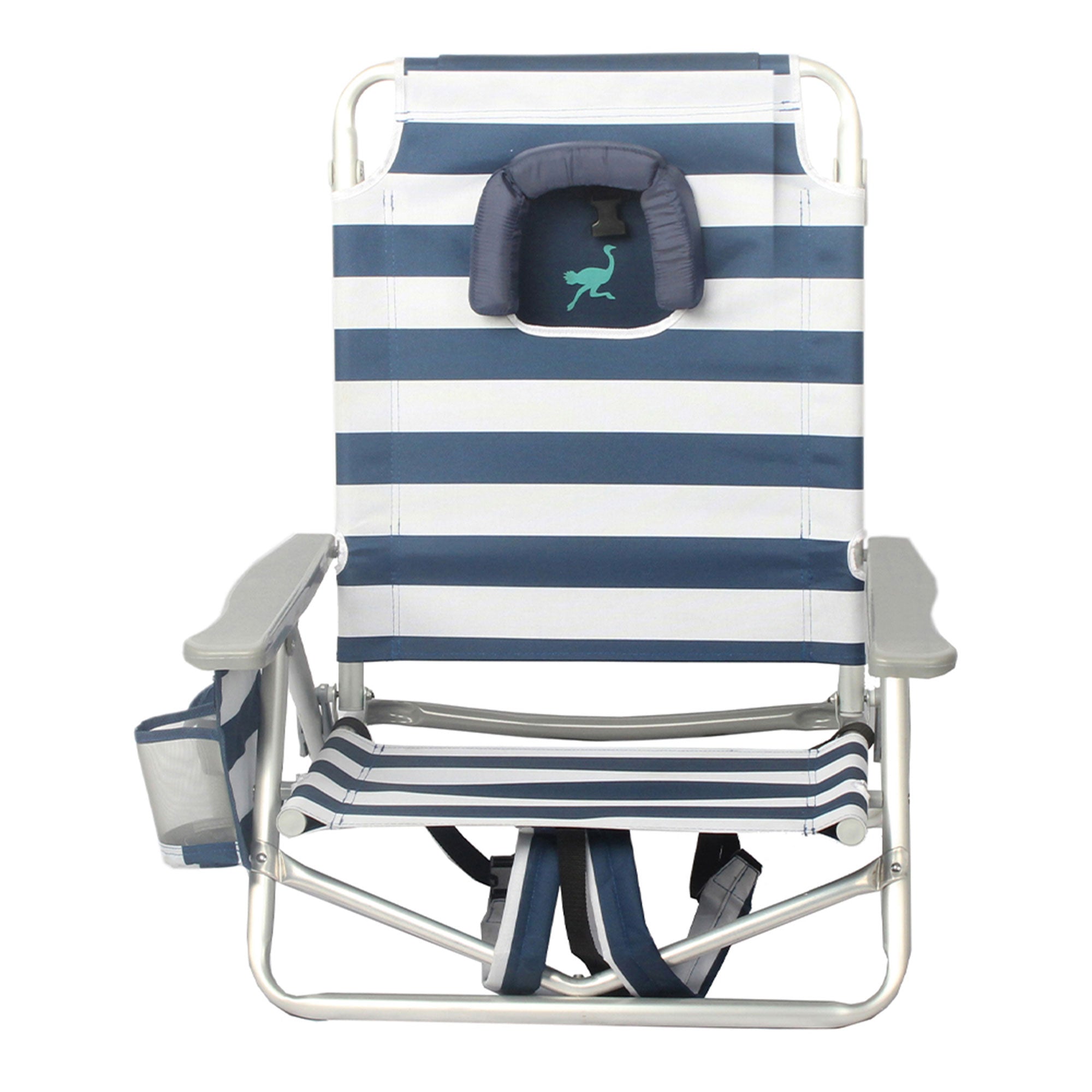 Ostrich On-Your-Back Sand Chair Outdoor Beach Pool Lounge Recliner, Blue Stripe