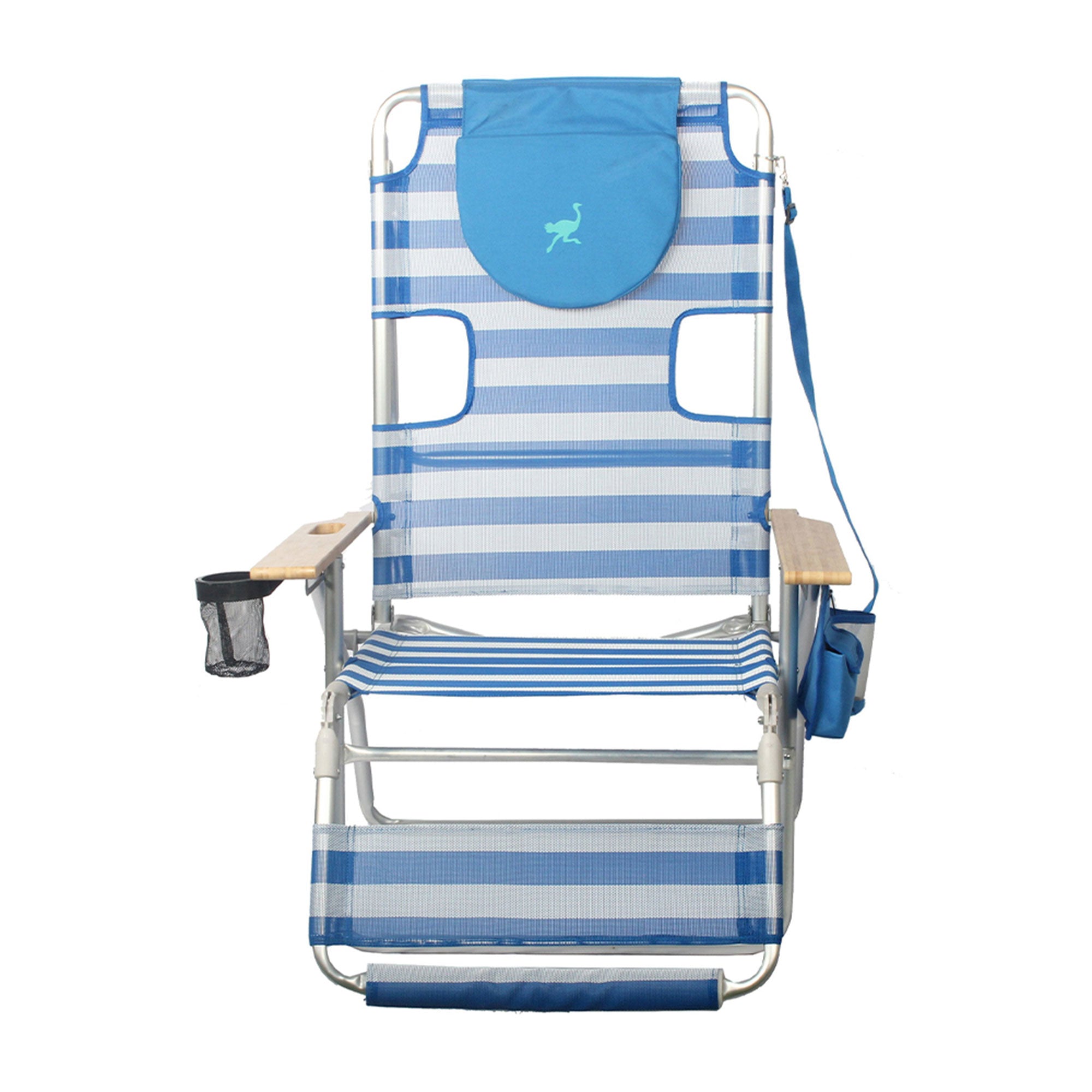 Ostrich Altitude 3N1 High Back Outdoor Beach Lounge Chair with Footrest, Stripe - Smart-nests