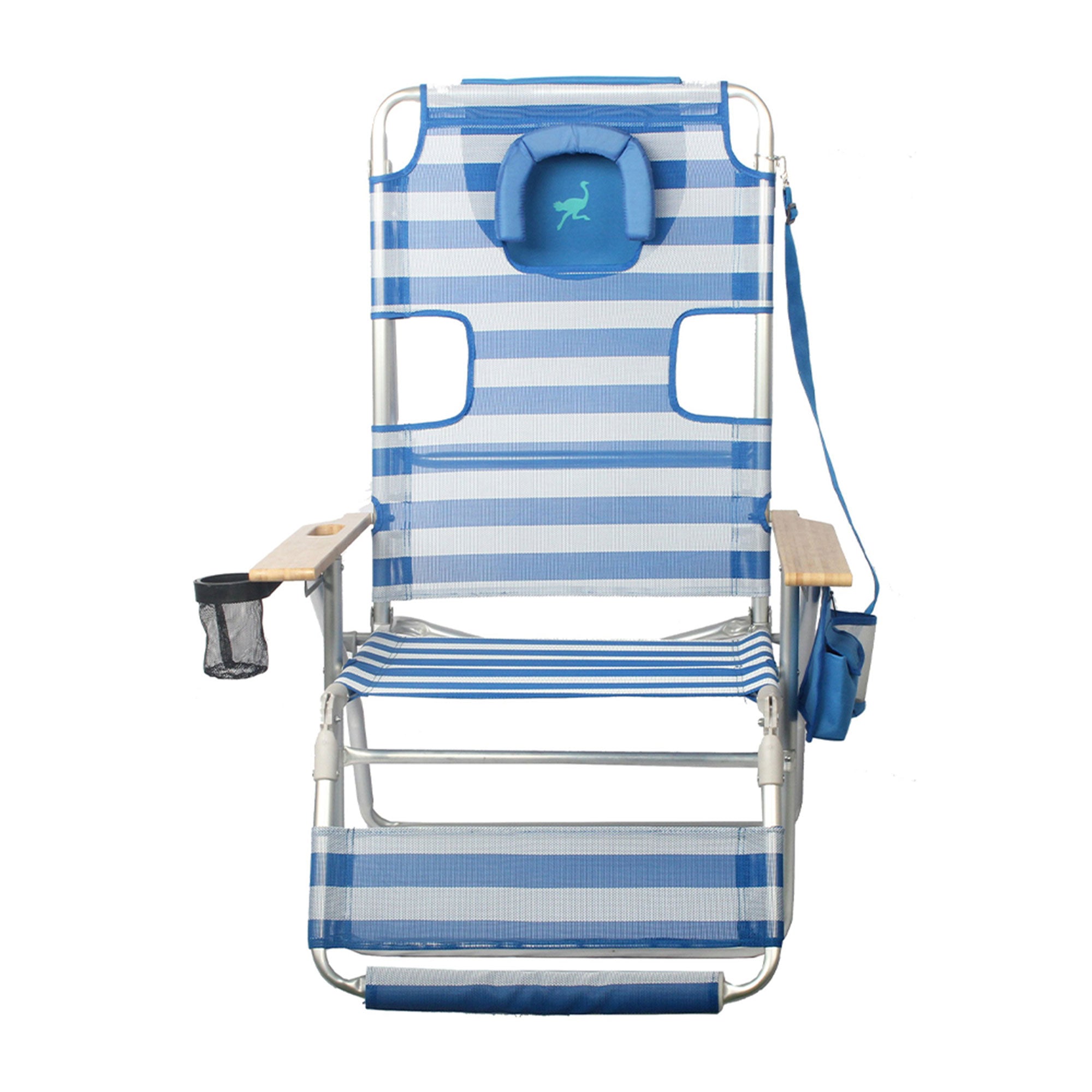Ostrich Altitude 3N1 High Back Outdoor Beach Lounge Chair with Footrest, Stripe - Smart-nests