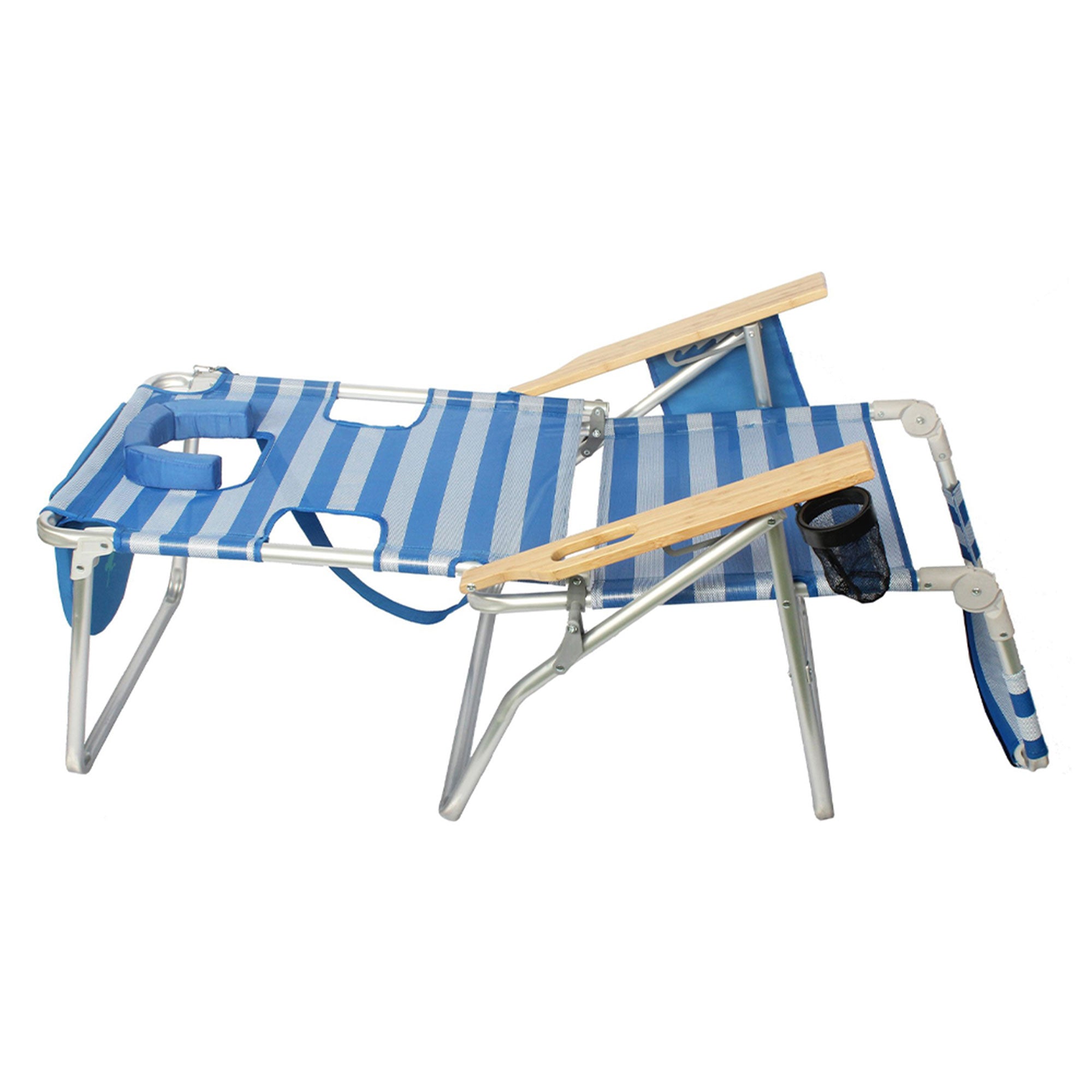 Ostrich Altitude 3N1 High Back Outdoor Beach Lounge Chair with Footrest, Stripe - Smart-nests
