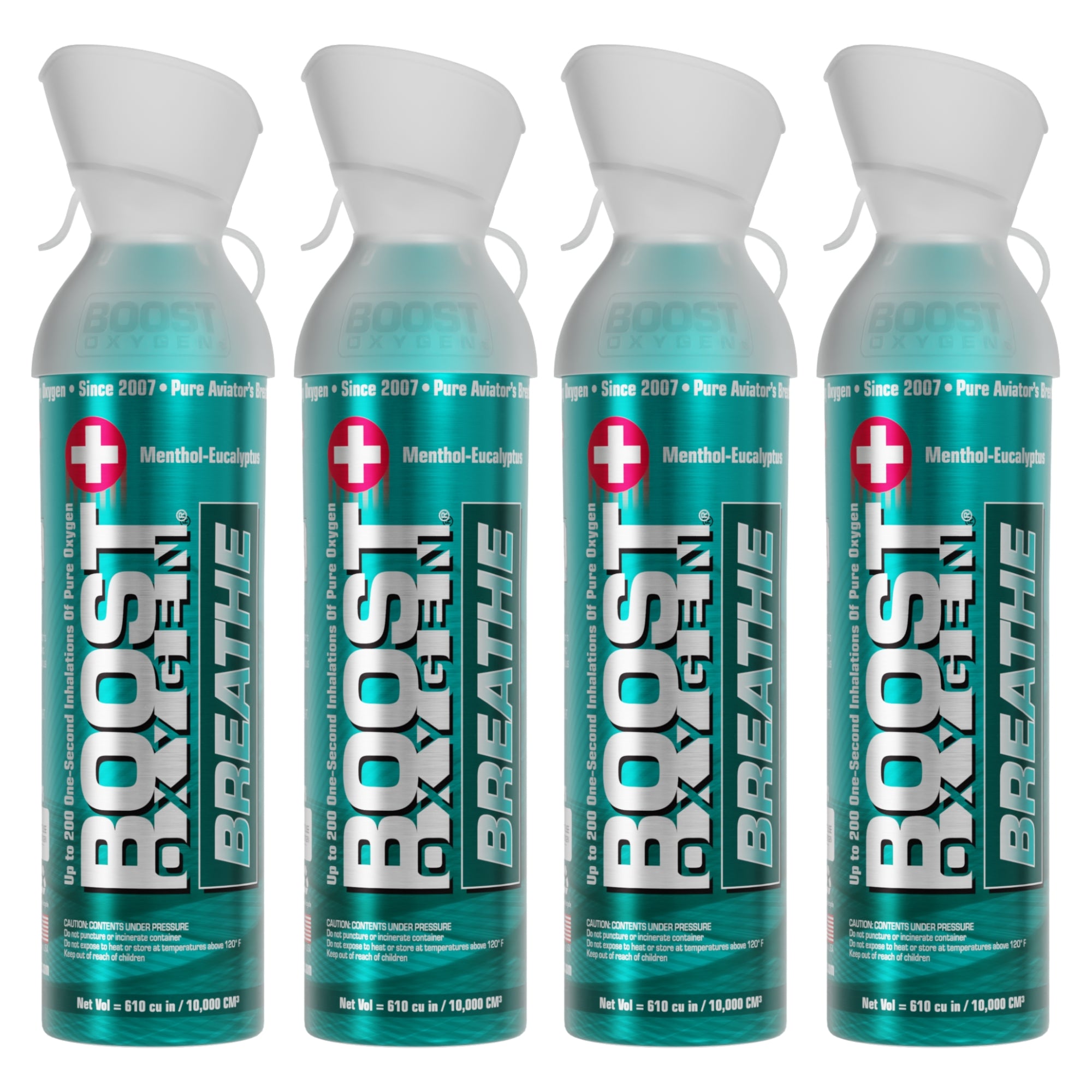 Boost Oxygen Natural Portable 10 Liter Pure Oxygen Canister, Menthol (4 Pack) - Smart-nests