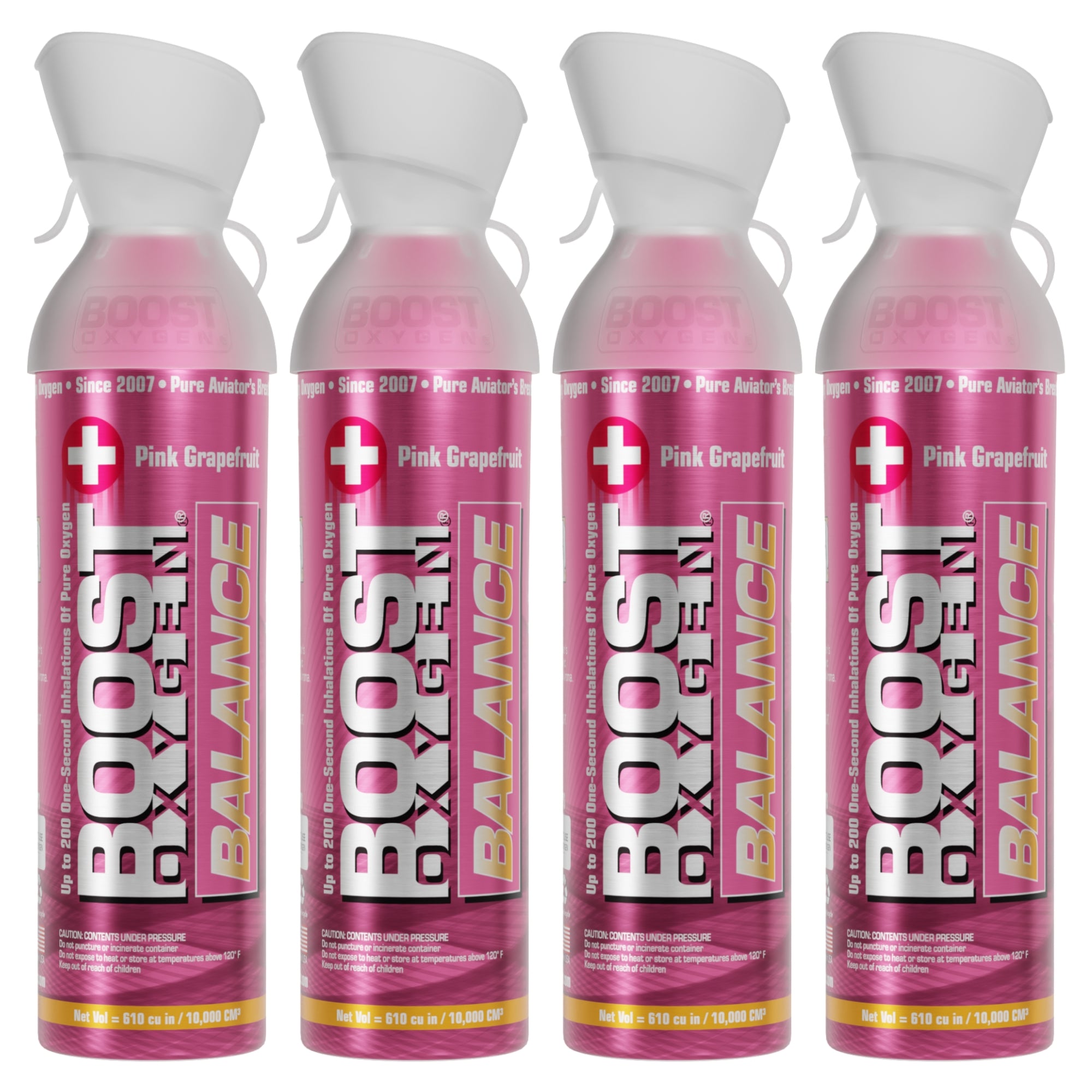 Boost Oxygen Natural Portable 10 Liter Pure Oxygen Canister, Grapefruit (4 Pack) - Smart-nests