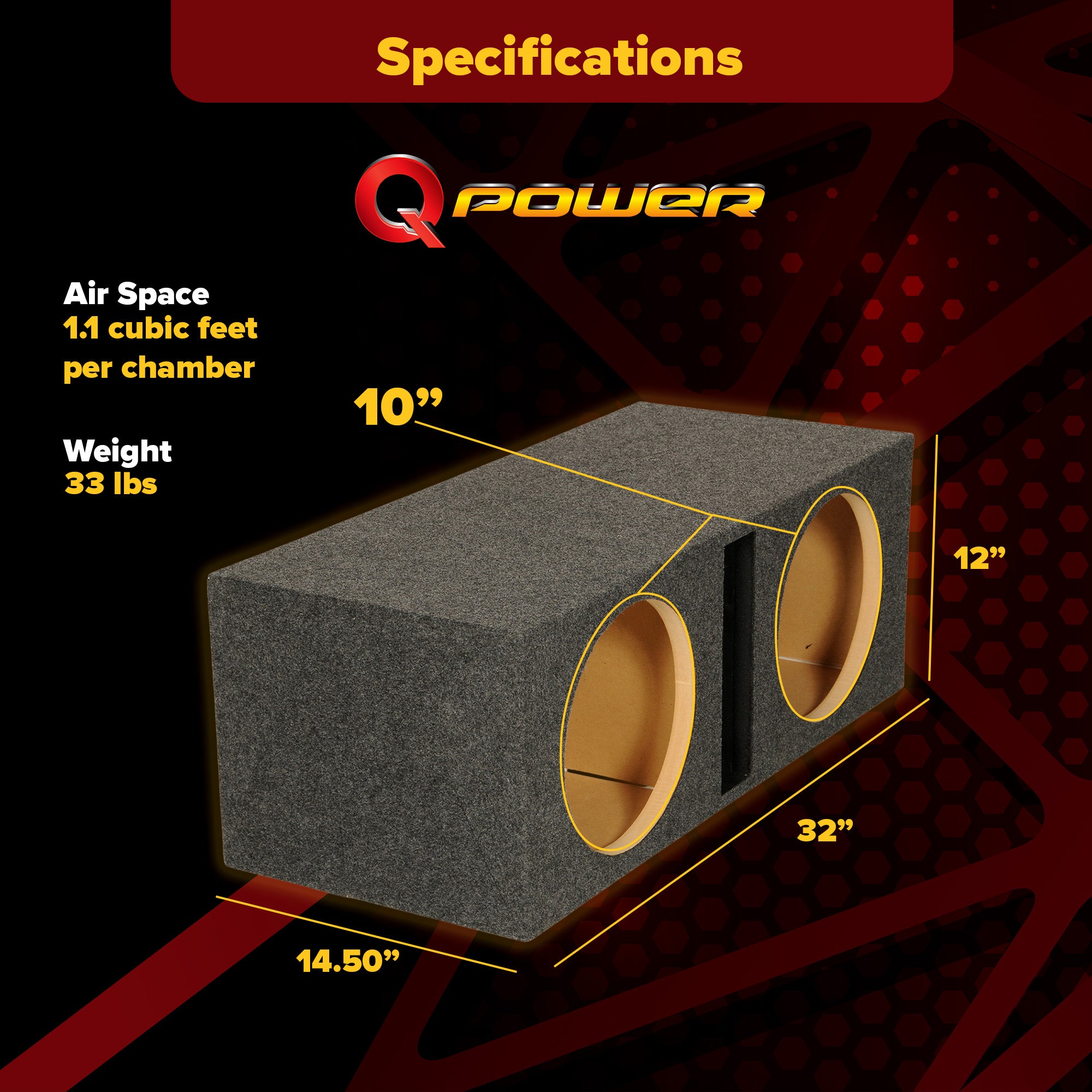 Q Power QBASS Dual 10 Inch Heavy Duty Car Audio Subwoofer Enclosure Box