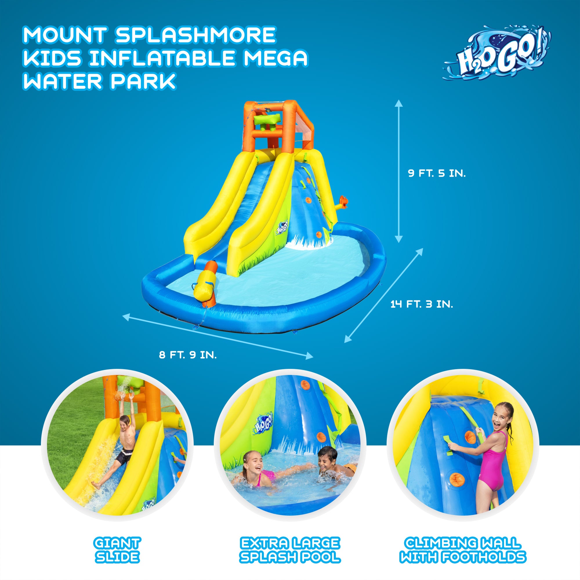 Bestway H2OGO! Mount Splashmore Kids Outdoor Inflatable Water Slide Splash Park - Smart-nests