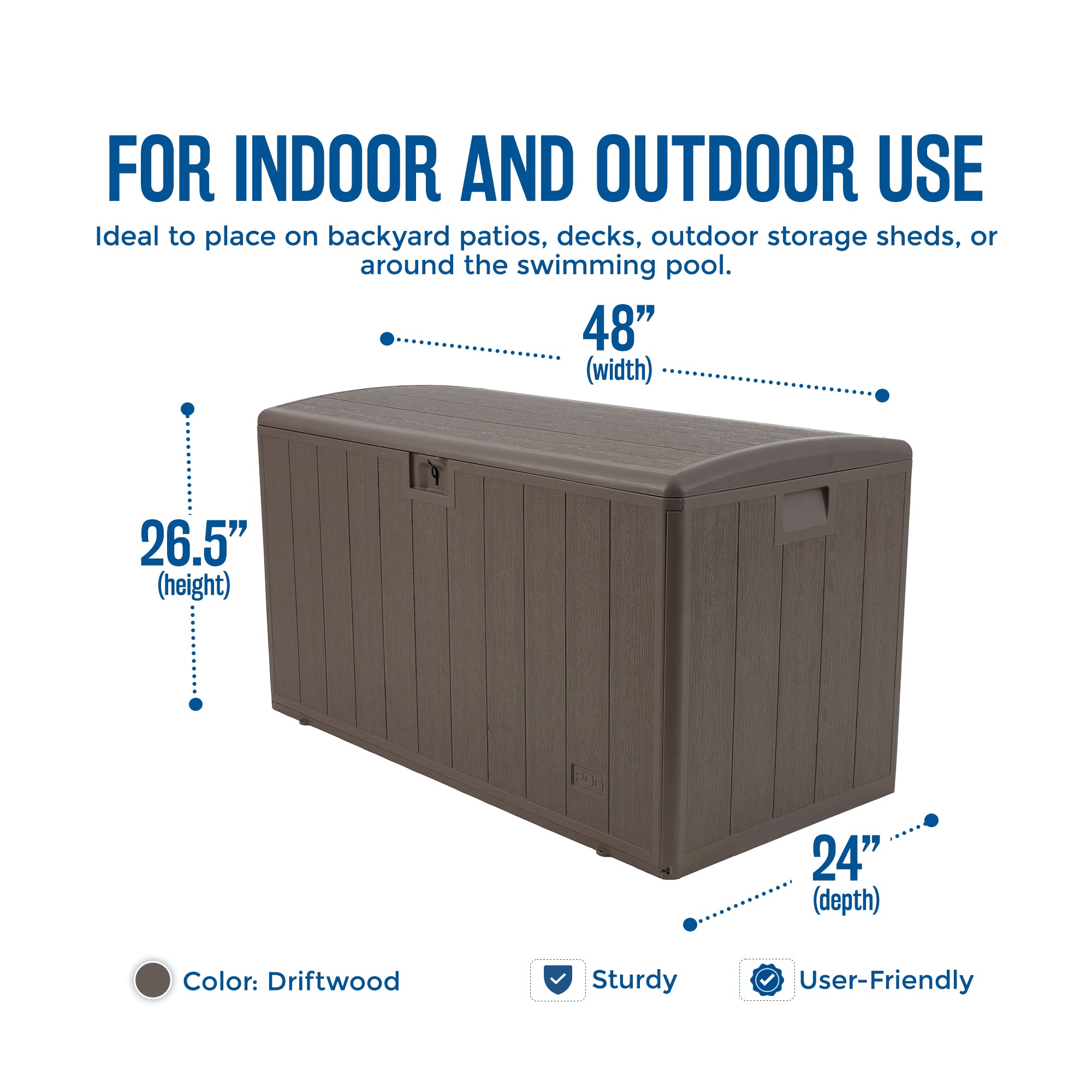 Plastic Development Group 105 Gallon Outdoor Patio Storage Deck Box, Driftwood - Smart-nests