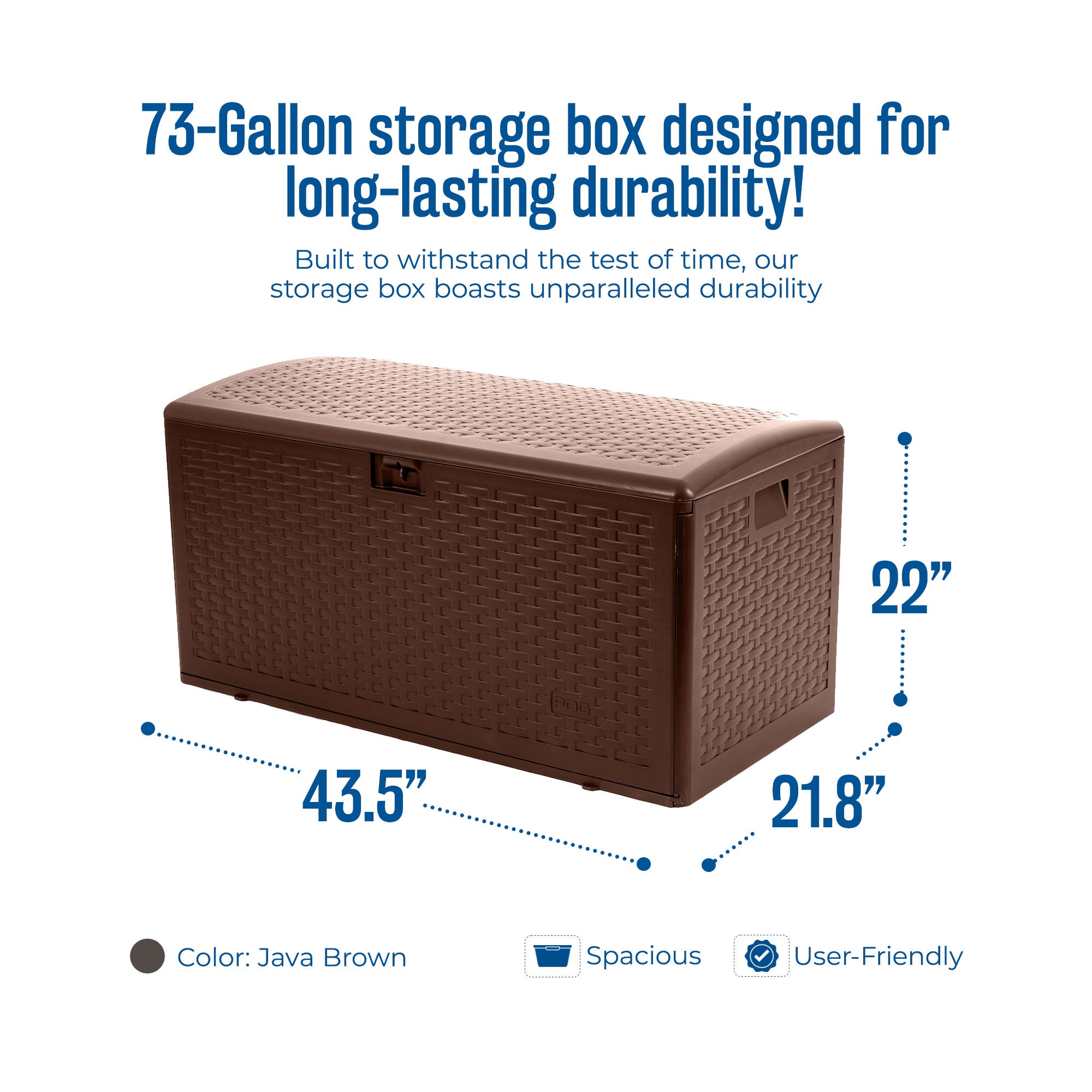Plastic Development Group 73 Gallon Resin Outdoor Patio Storage Deck Box, Brown - Smart-nests