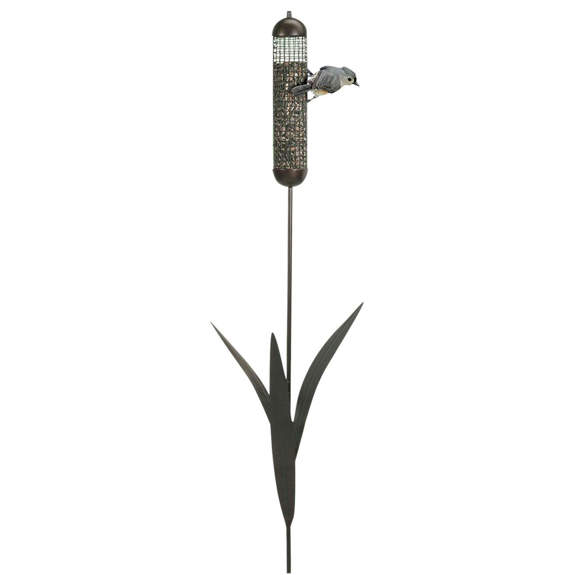 Woodlink 36 Inch Tall Portable Cattail Stake Bird Feeder with Metal Mesh Cage - Smart-nests