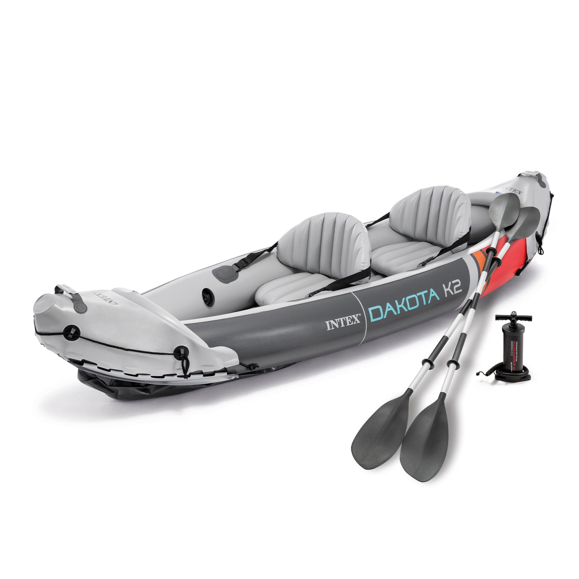 Intex Dakota K2 2 Person Vinyl Inflatable Kayak and Accessory Kit w/ Oars & Pump - Smart-nests