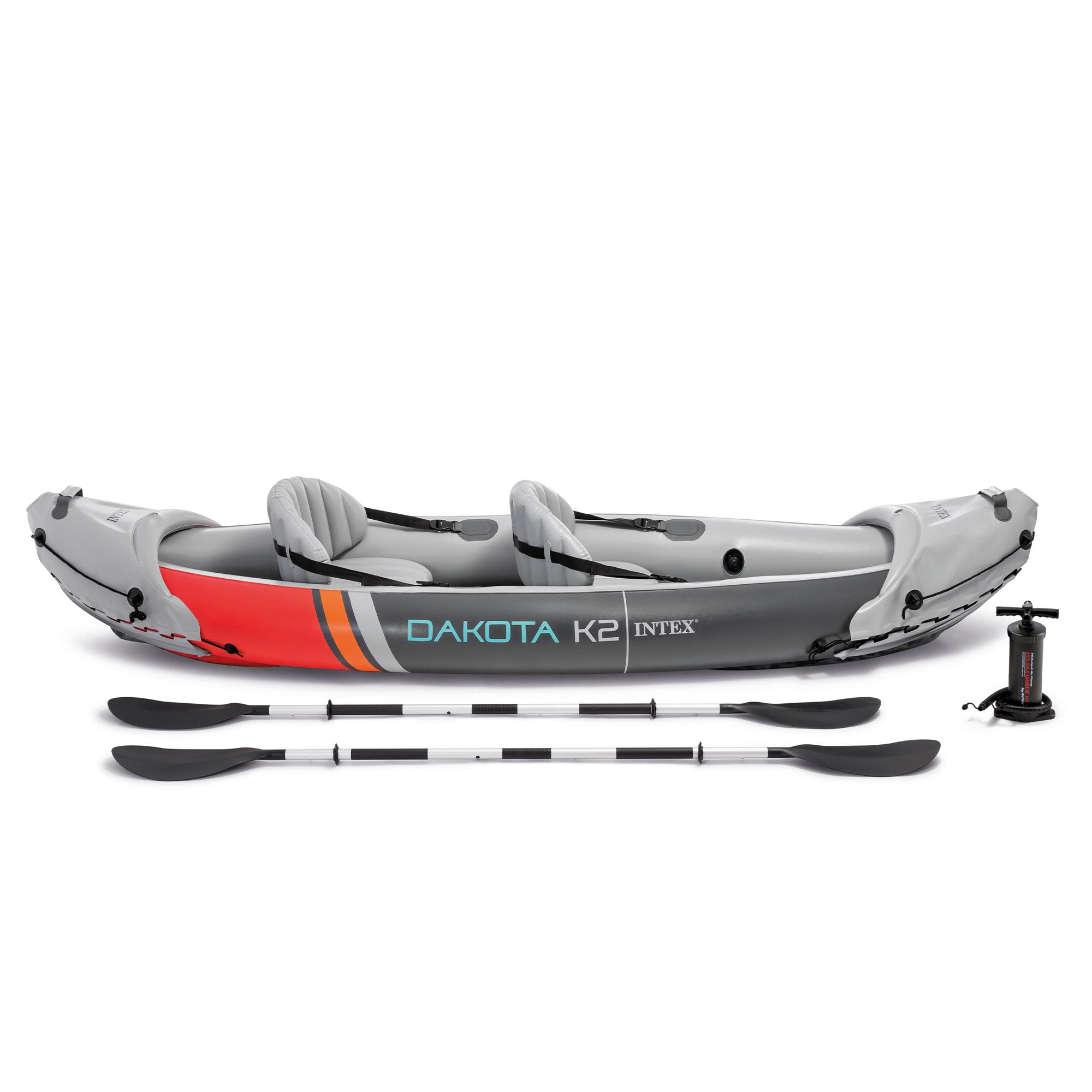 Intex Dakota K2 2 Person Vinyl Inflatable Kayak and Accessory Kit w/ Oars & Pump - Smart-nests