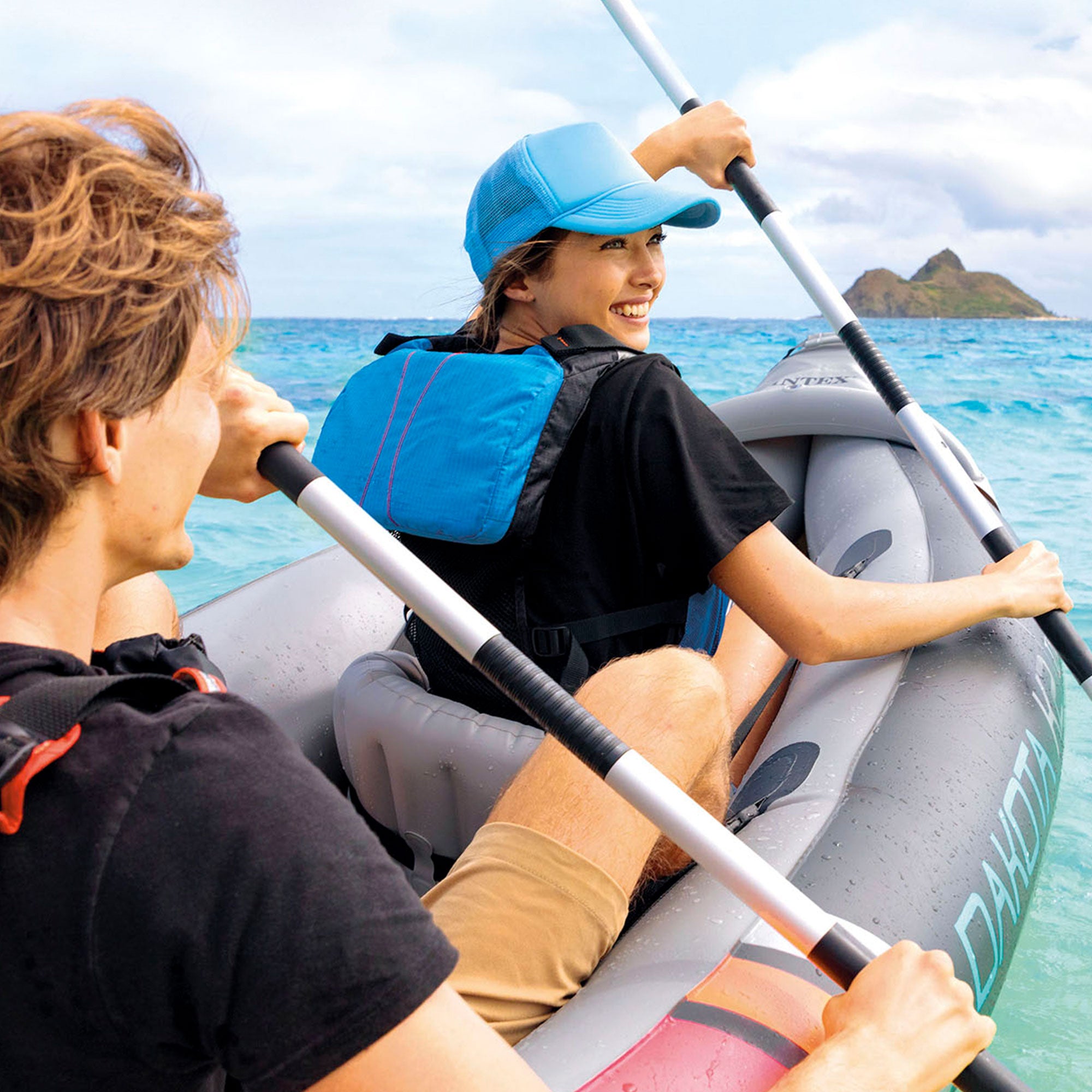Intex Dakota K2 2 Person Vinyl Inflatable Kayak and Accessory Kit w/ Oars & Pump - Smart-nests