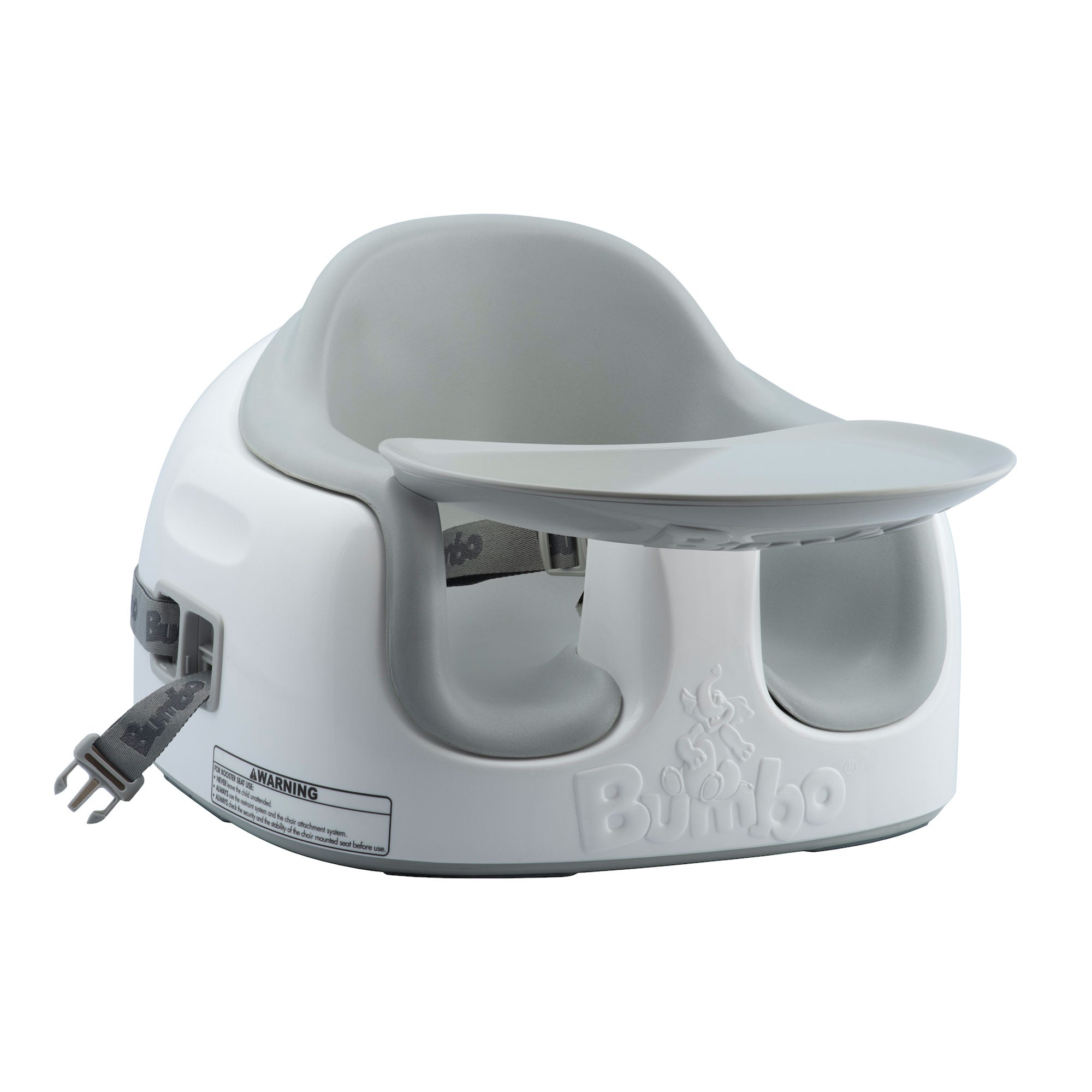 Bumbo Baby Toddler Adjustable 3-in-1 Booster Seat/High Chair & Tray, Cool Gray