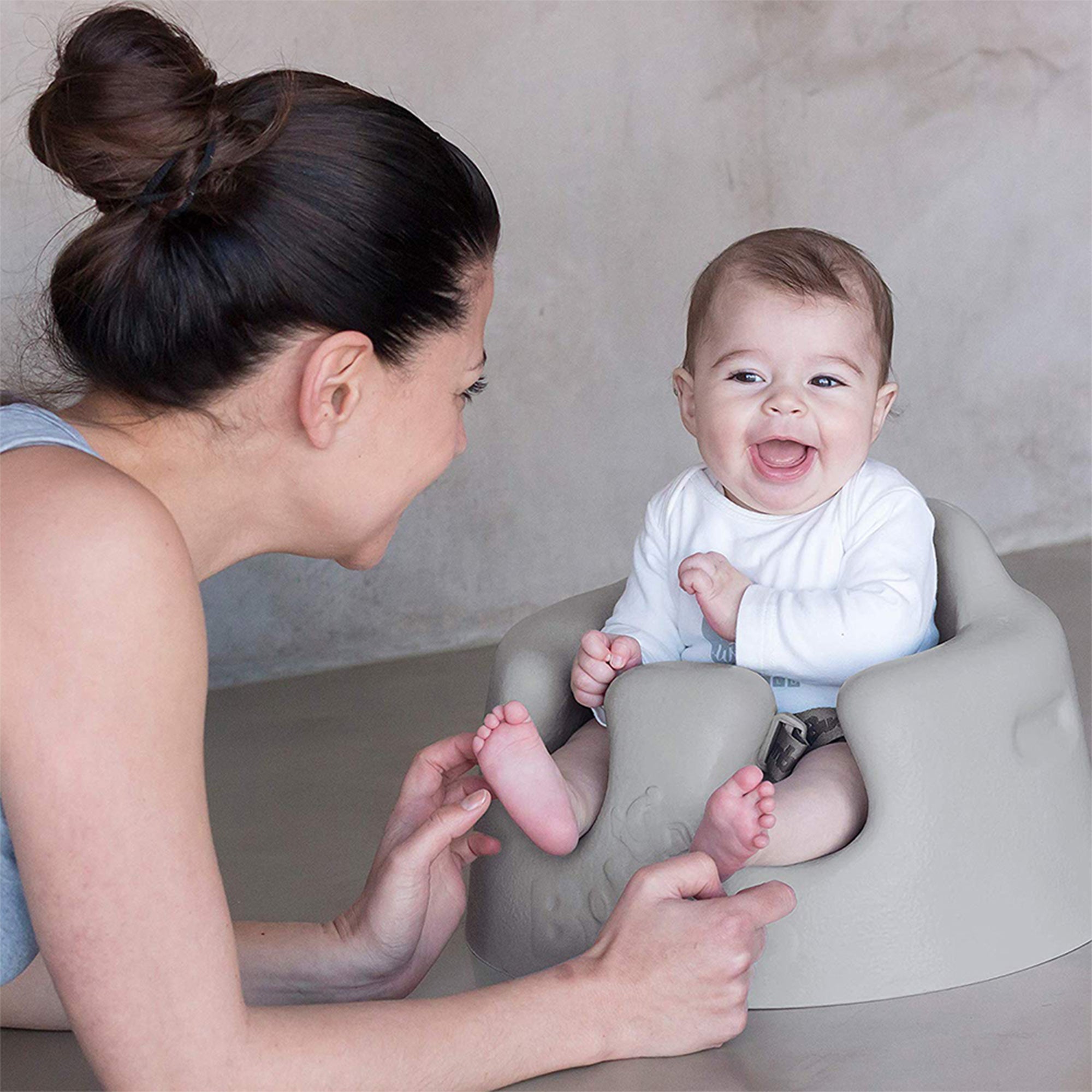 Bumbo Infant Floor Seat Baby Sit Up Chair with Adjustable Harness, Cool Gray - Smart-nests